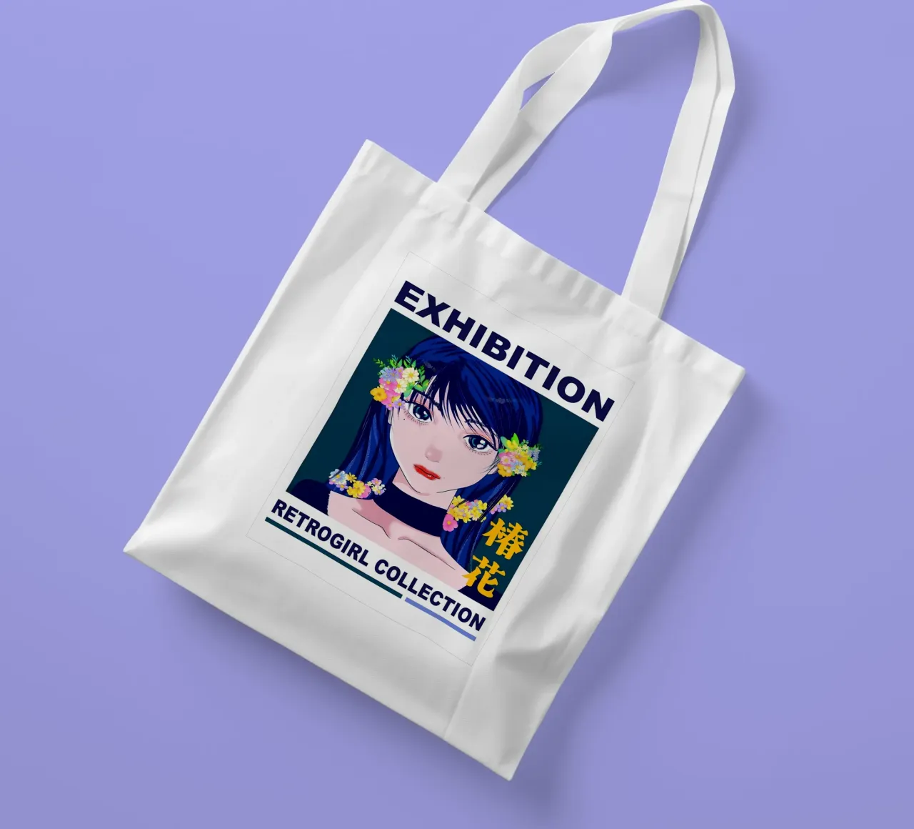 Ragazza retrò con fiori borsa in juta da diedrich