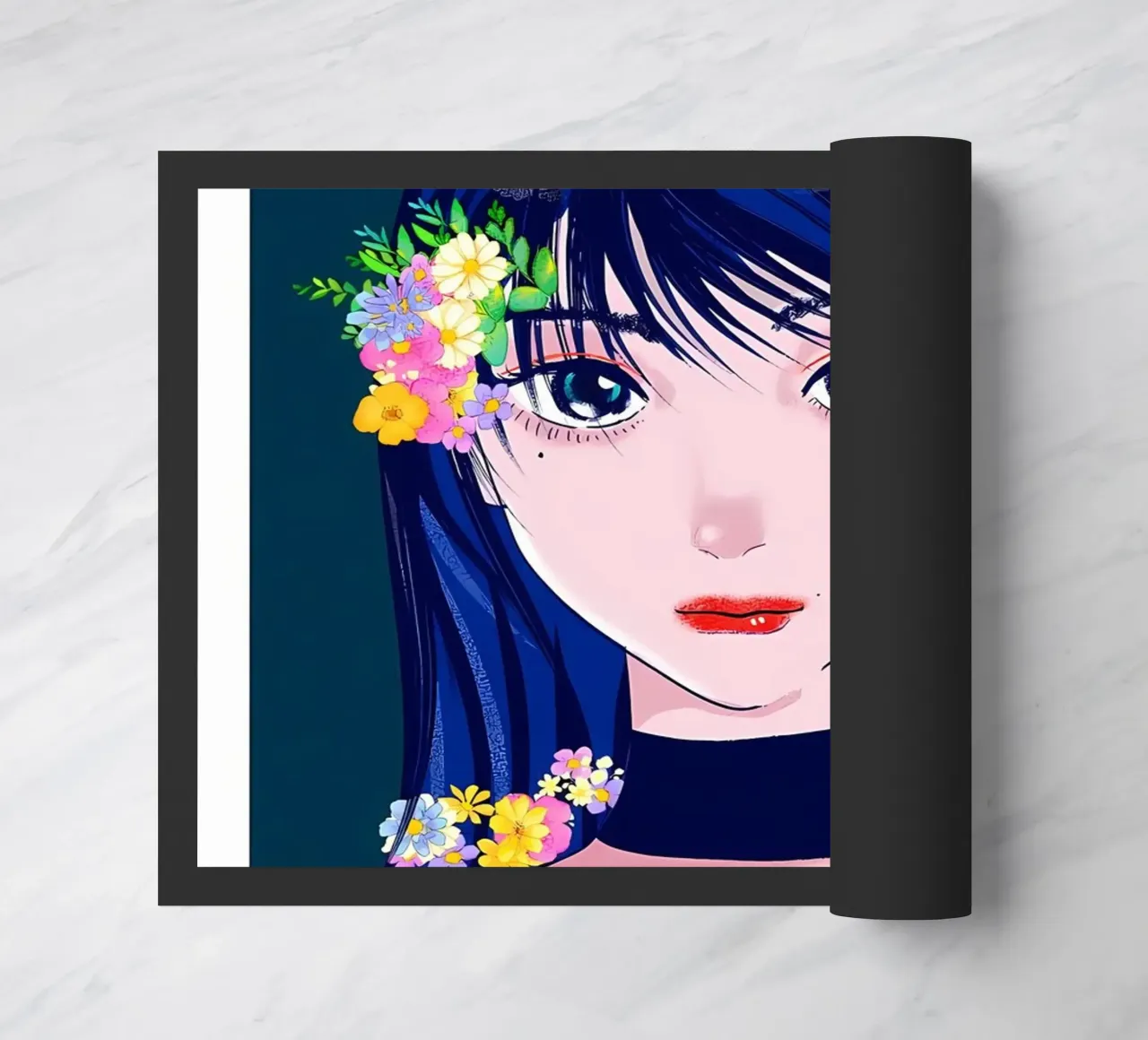 Ragazza retrò con fiori zerbino da diedrich