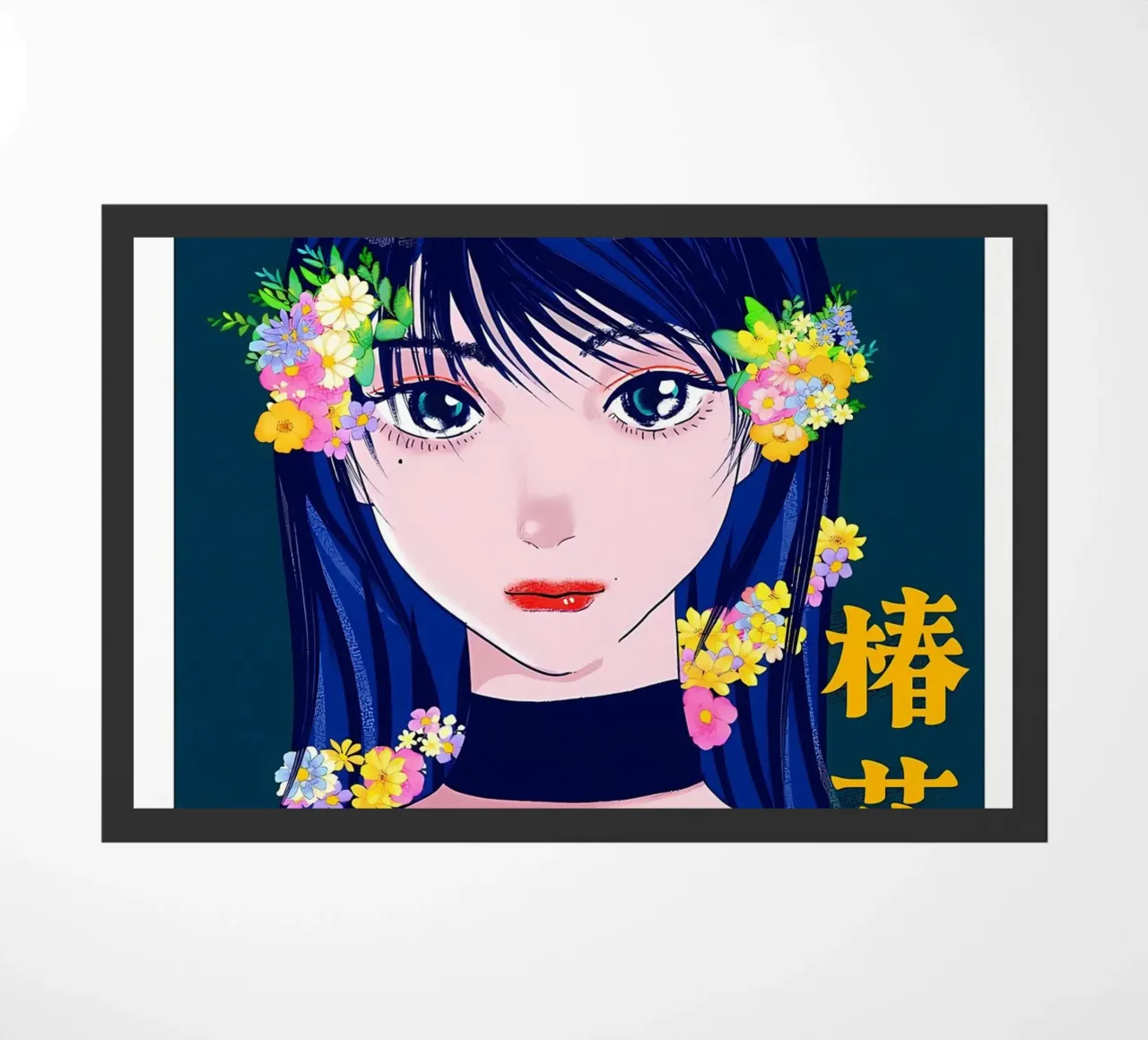 Ragazza retrò con fiori zerbino da diedrich