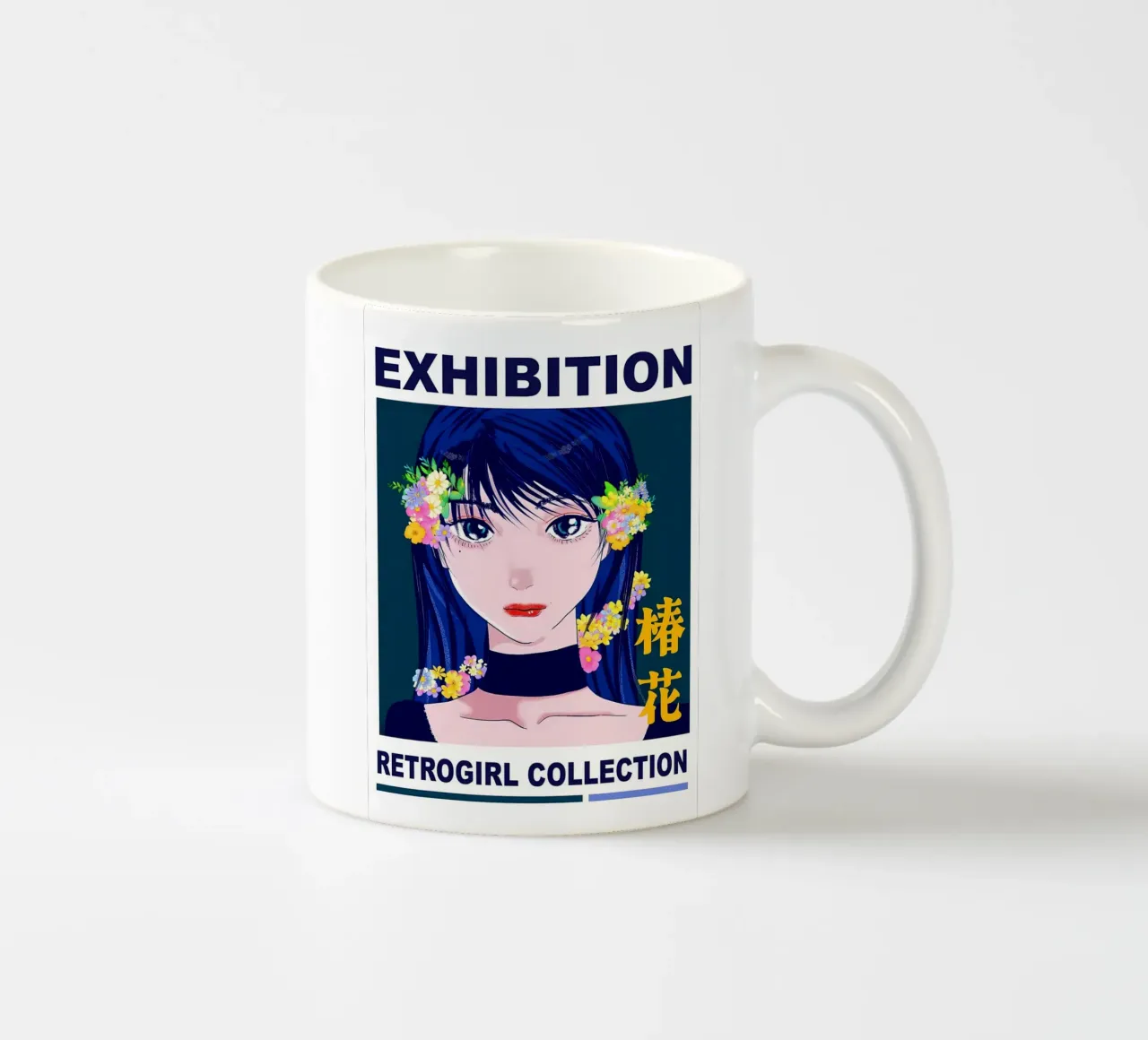 Ragazza retrò con fiori tazza in ceramica da diedrich