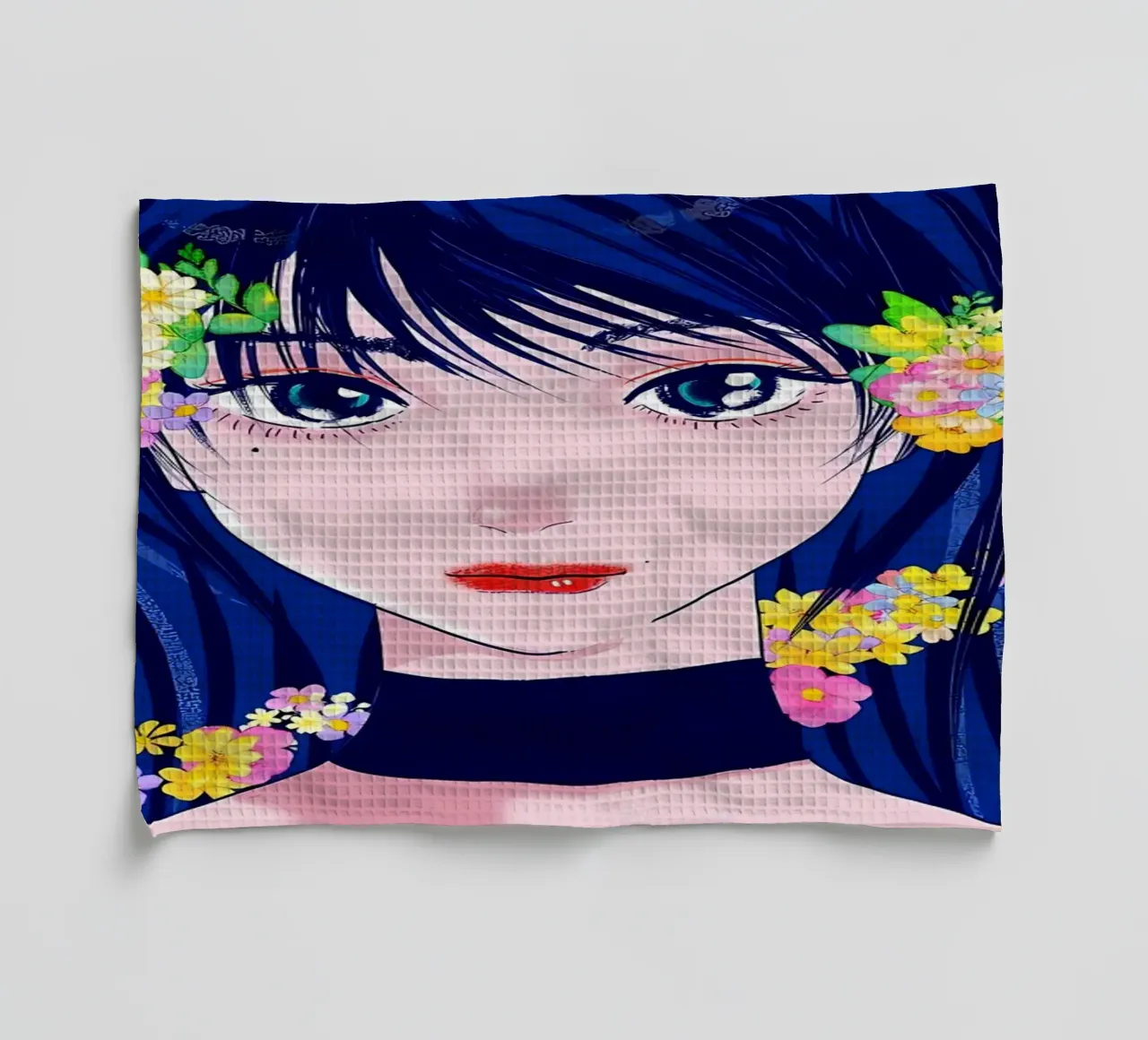 Ragazza retrò con fiori canovaccio da cucina da diedrich