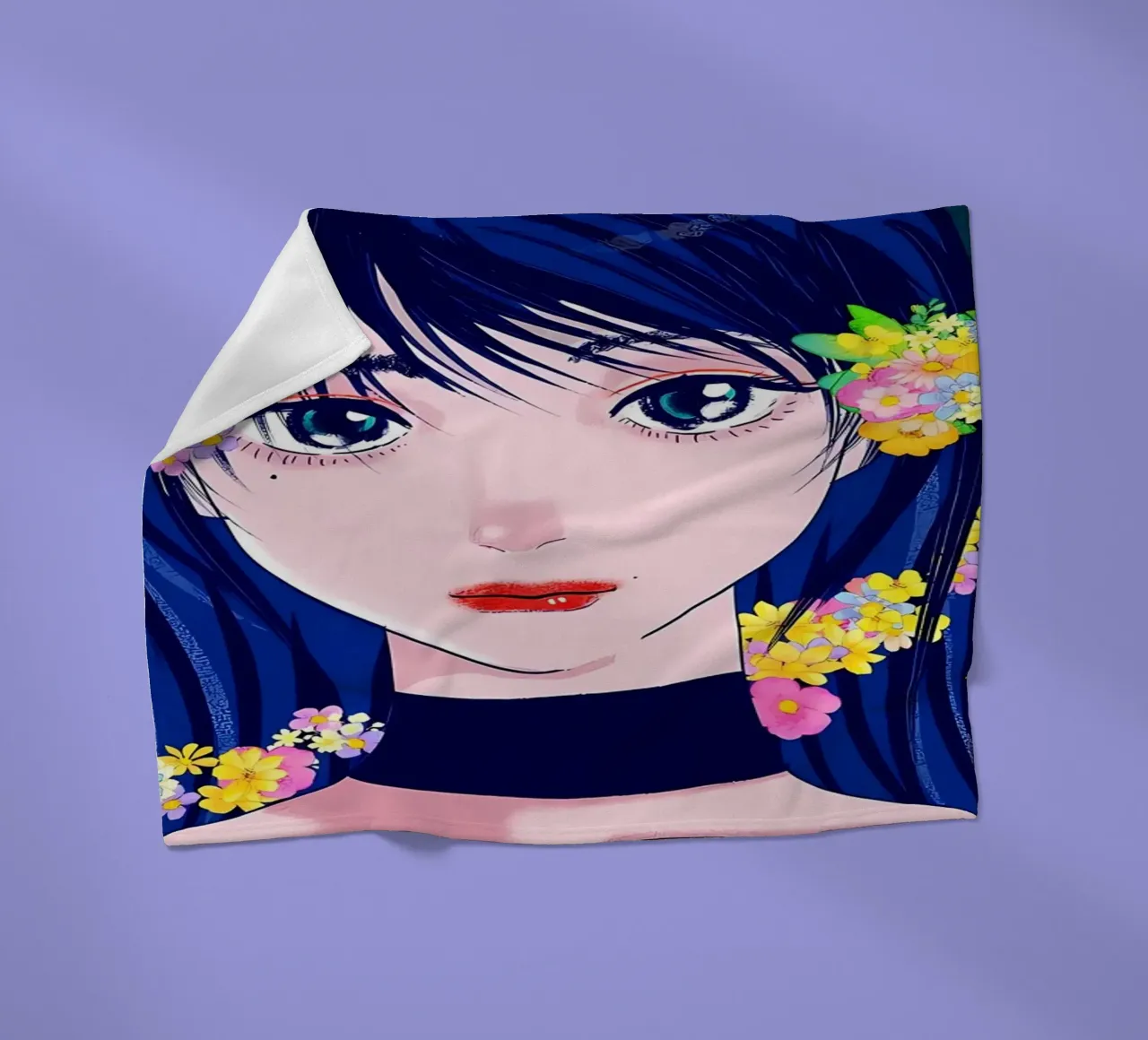 Ragazza retrò con fiori coperta in pile da diedrich