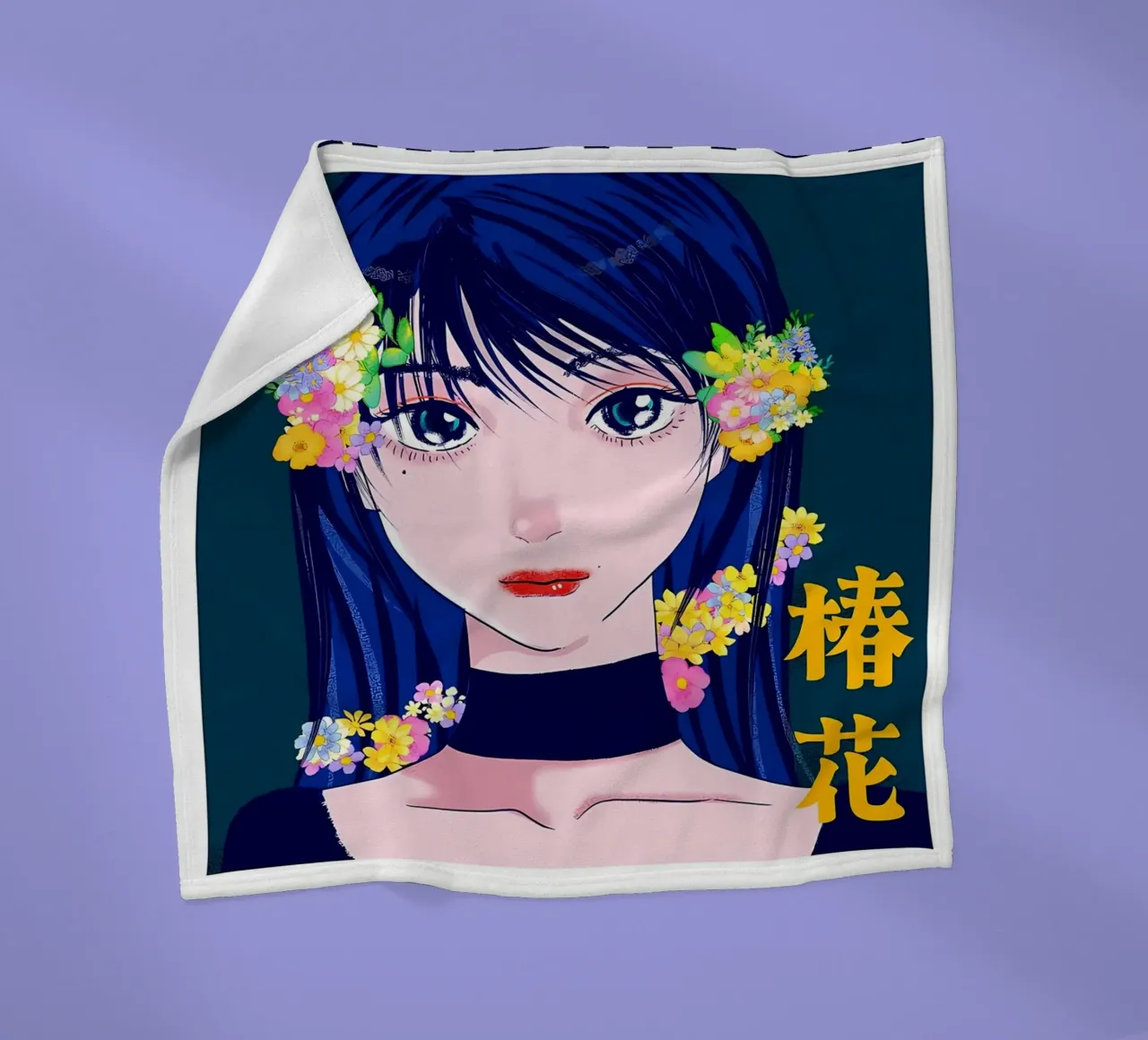 Ragazza retrò con fiori coperta in pile da diedrich