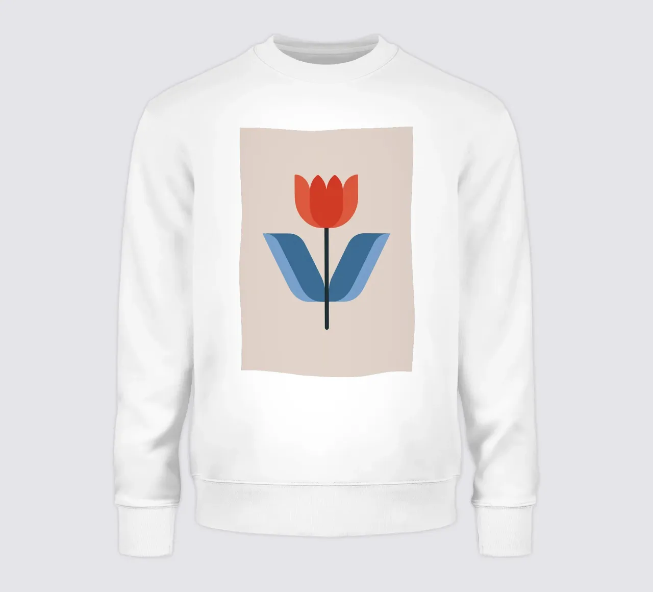 Arte minimalista del fiore di tulipano rosso retrò felpa da diedrich