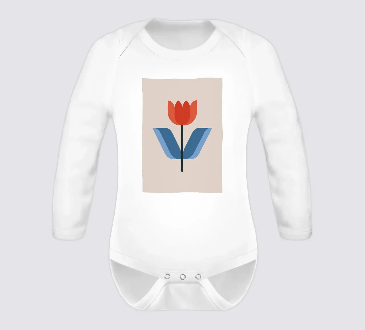 Retro Red Tulip Flower Minimalist Art body manches longues de diedrich