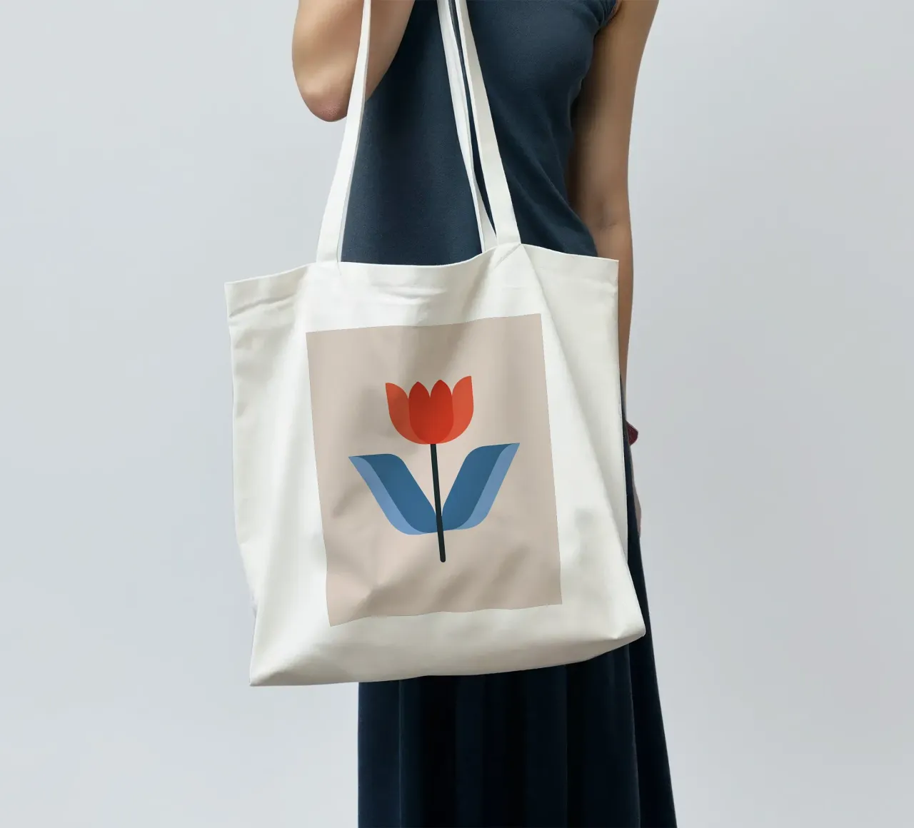 Retro Rote Tulpe Blume Minimalistische Kunst Jutebeutel von diedrich