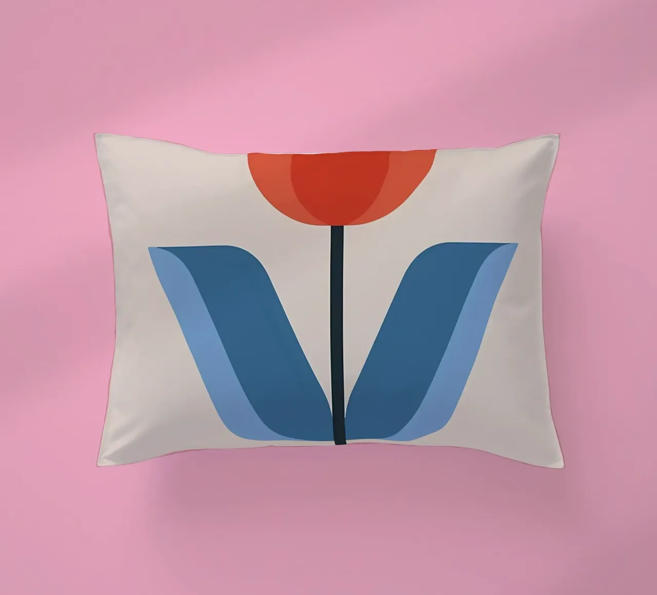 Retro Red Tulip Flower Minimalist Art decorative cushion by diedrich