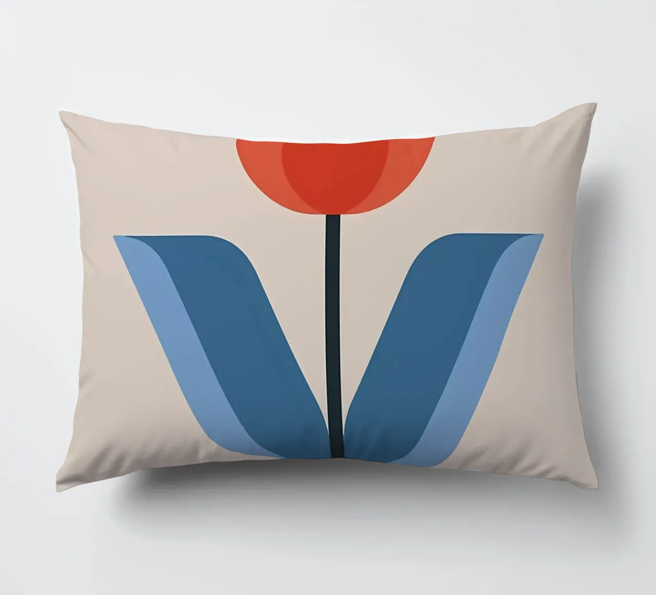 Retro Red Tulip Flower Minimalist Art decorative cushion by diedrich