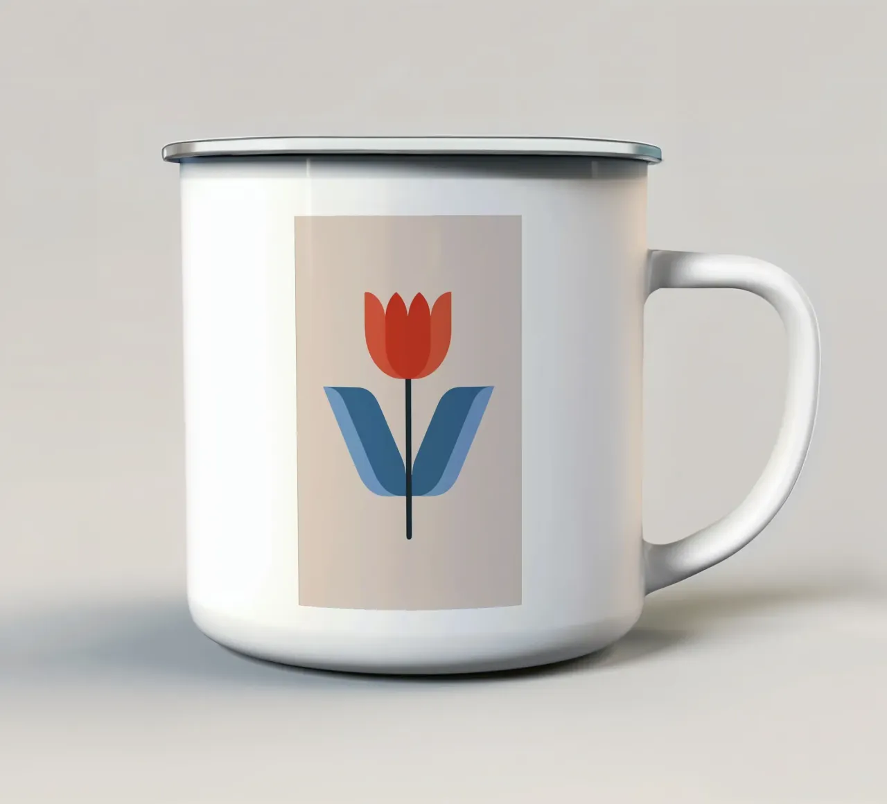 Arte minimalista del fiore di tulipano rosso retrò tazza in smalto da diedrich