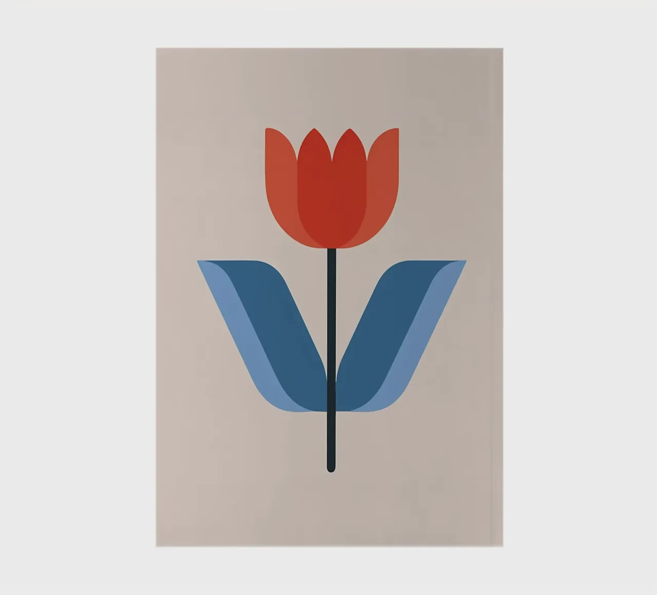 Retro Red Tulip Flower Minimalist Art notebook by diedrich