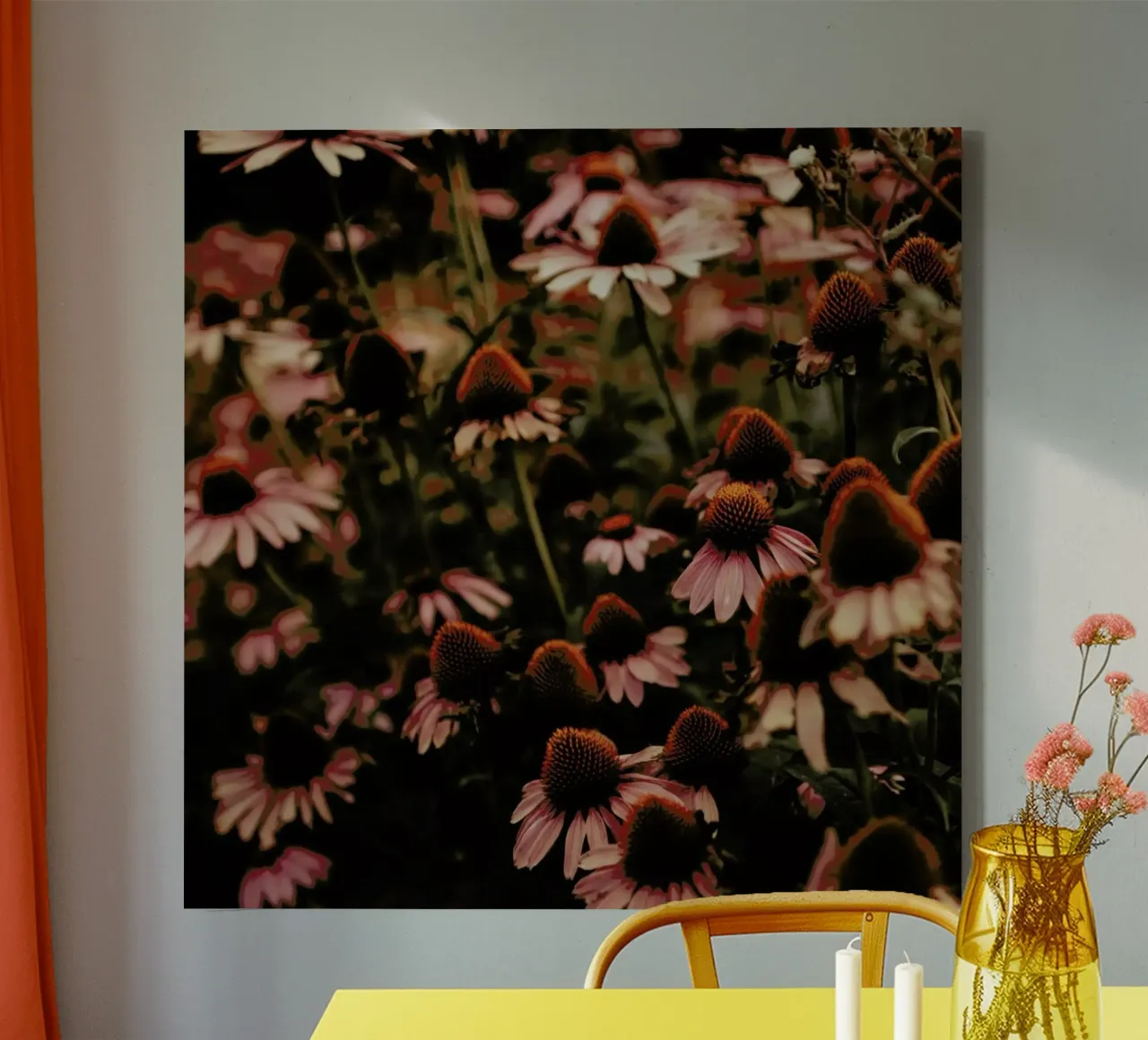 Echinacea canvas met Baklijst van Ingrid Beddoes