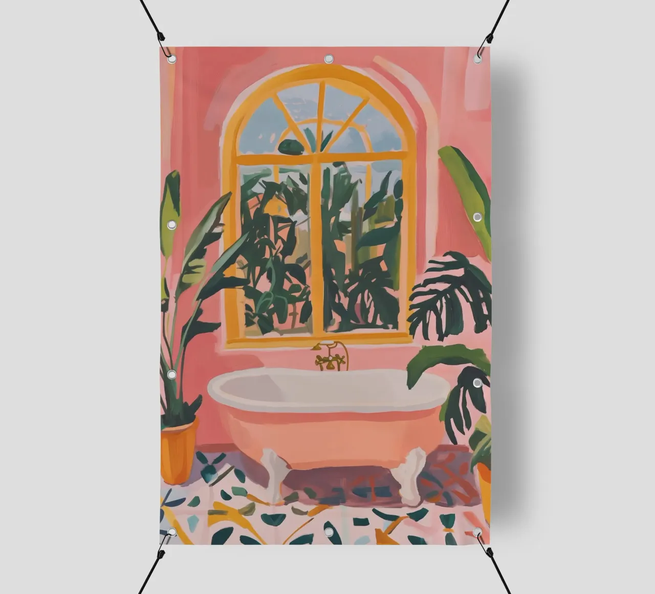 Tropische Badkamer Kunst pvc-zeil van Melloi Art Print