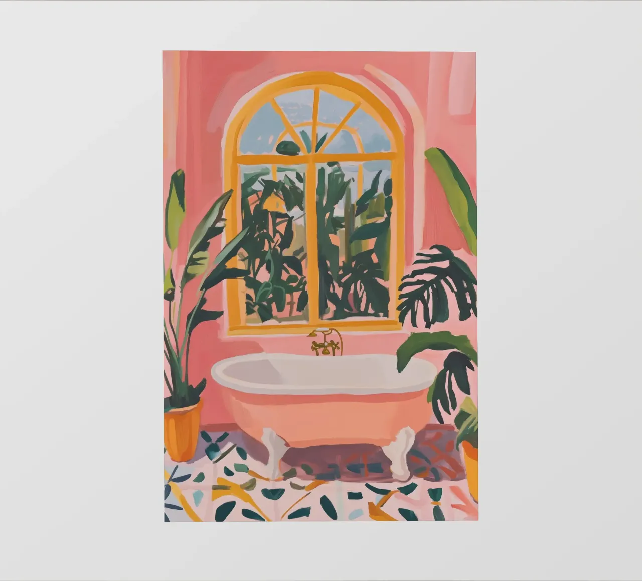 Tropische Badkamer Kunst pvc-zeil van Melloi Art Print