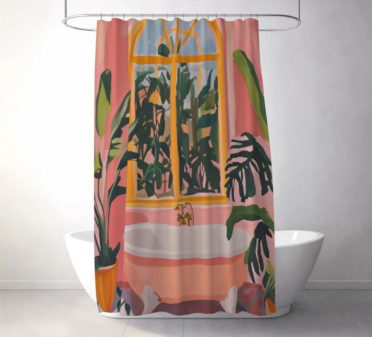 Tropische Kunst im Badezimmer Duschvorhang von Melloi Art Print