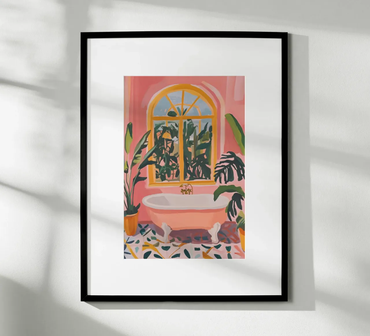 Tropische Badkamer Kunst poster met houten frame van Melloi Art Print