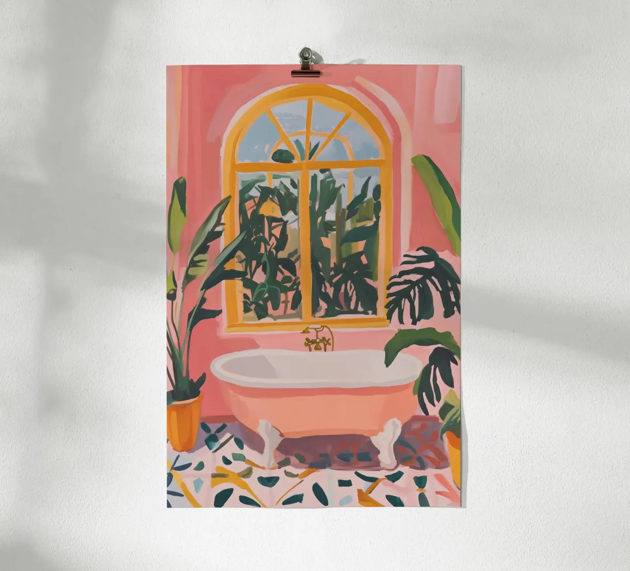 Tropische Badkamer Kunst poster met houten frame van Melloi Art Print