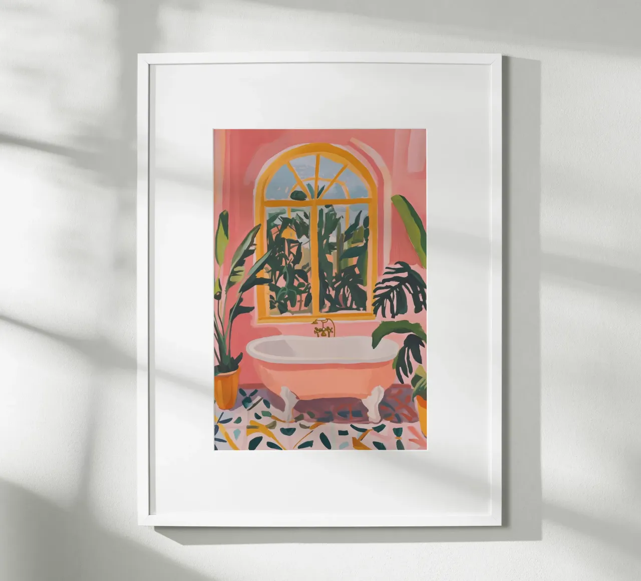 Tropische Badkamer Kunst poster met houten frame van Melloi Art Print