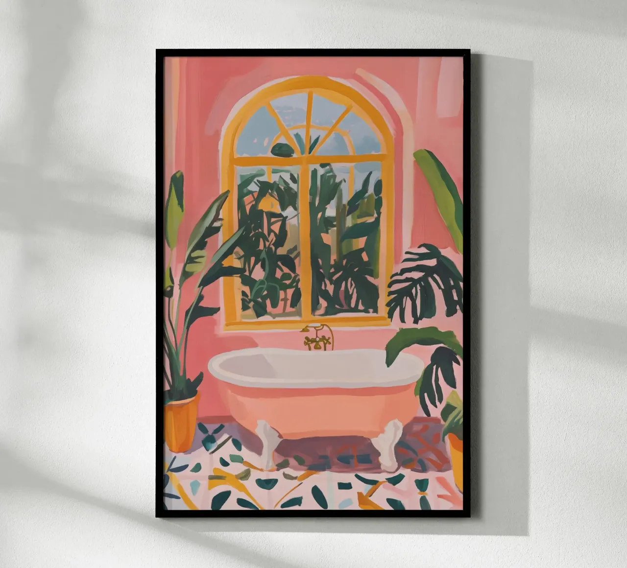 Tropische Badkamer Kunst poster met houten frame van Melloi Art Print