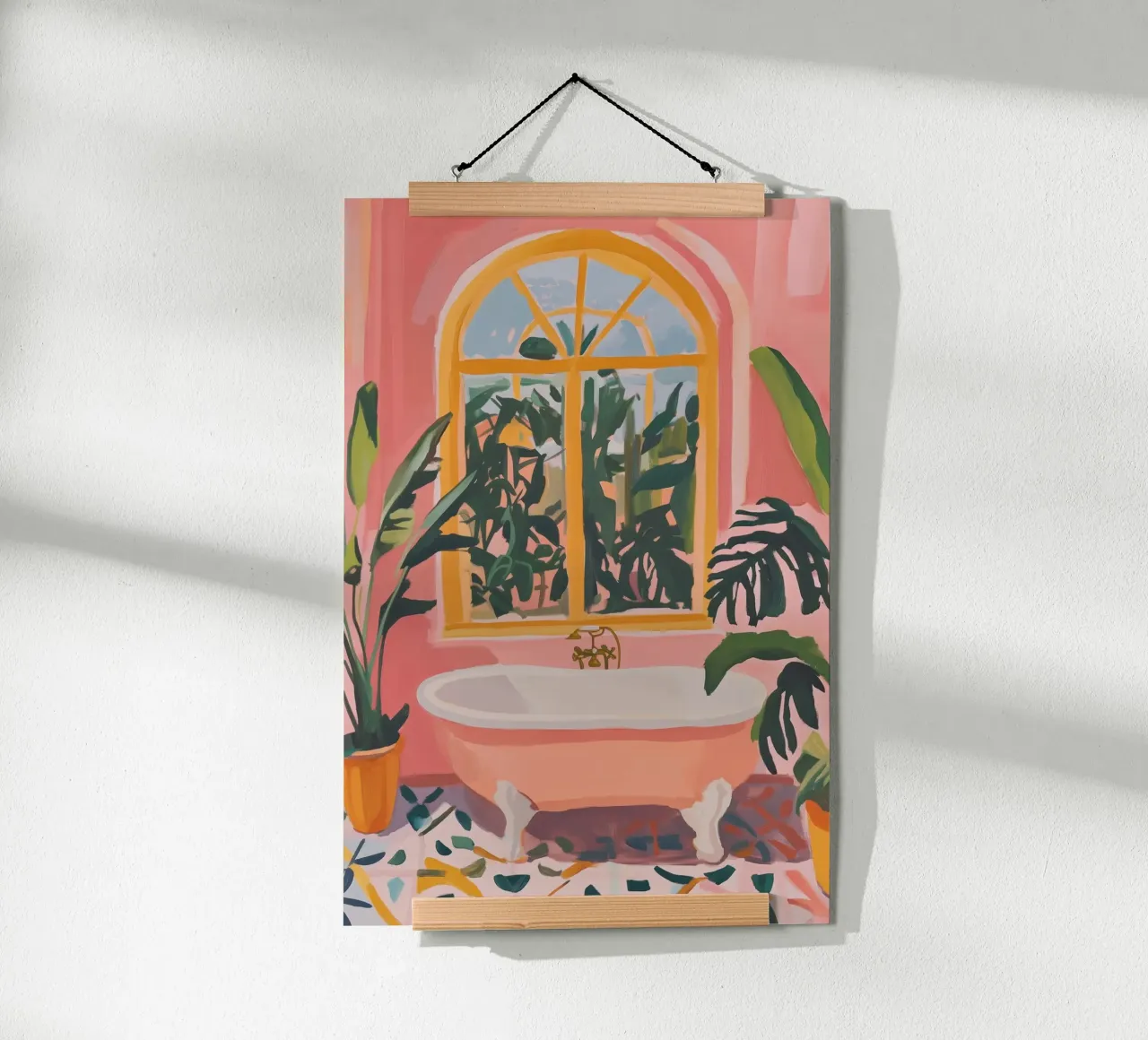 Tropische Badkamer Kunst poster met houten frame van Melloi Art Print