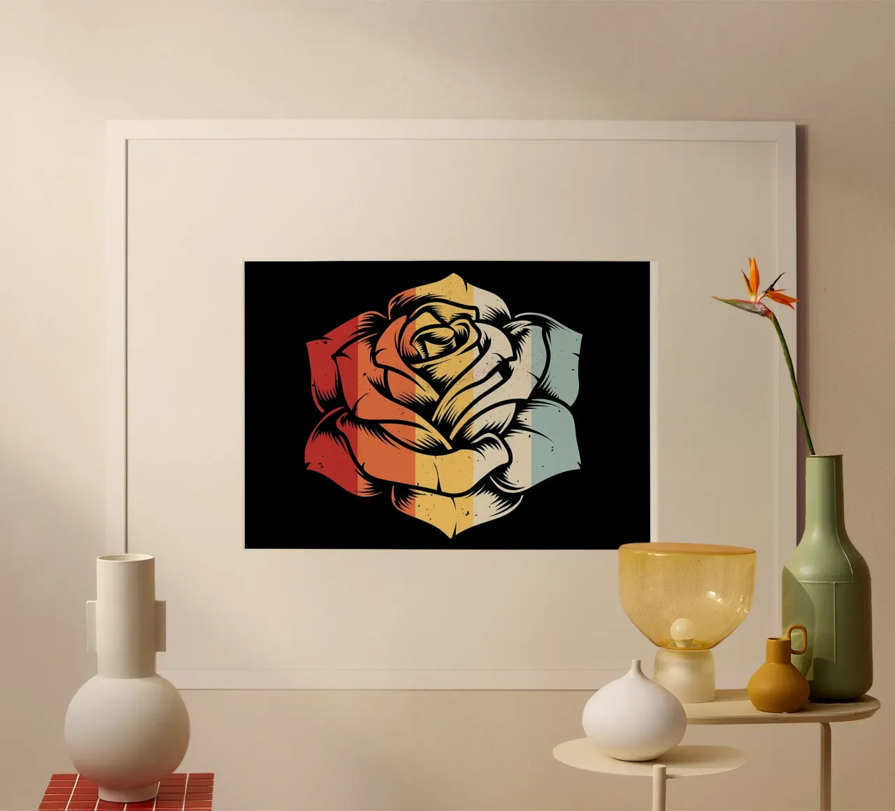 Rose da giardino retrò poster con telaio in alluminio da diedrich