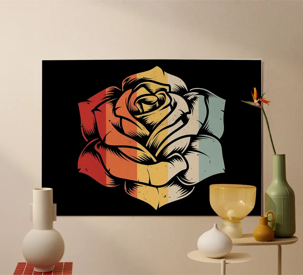 Rose da giardino retrò poster con telaio in alluminio da diedrich