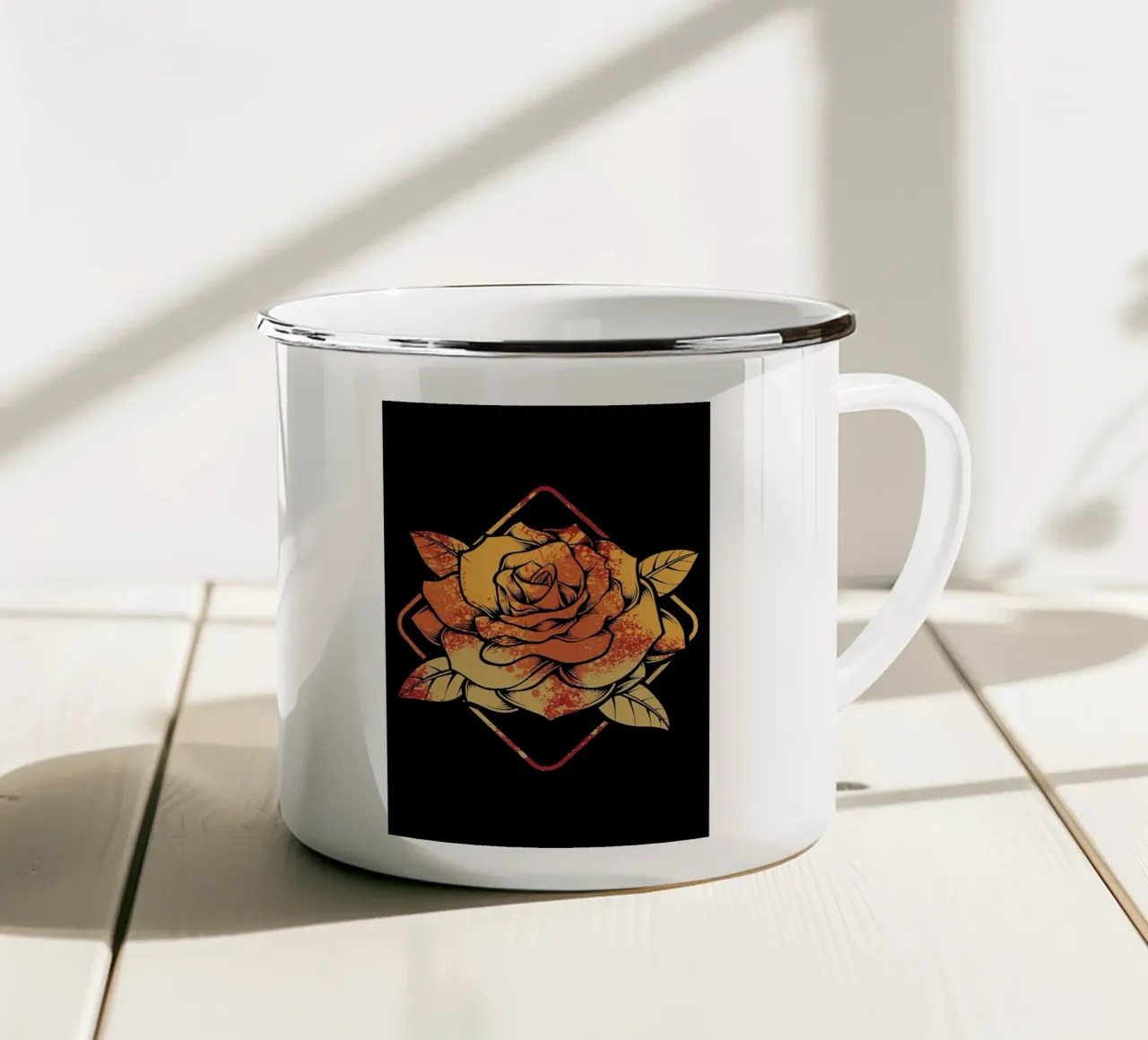 Rose da giardino retrò tazza in smalto da diedrich