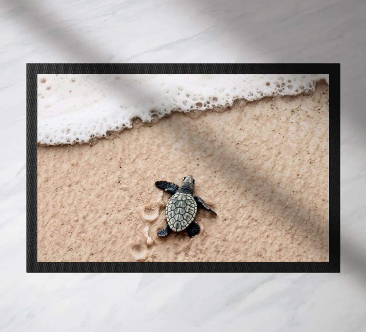 Tiny Steps, Big Ocean doormat by BLICKPUNKT