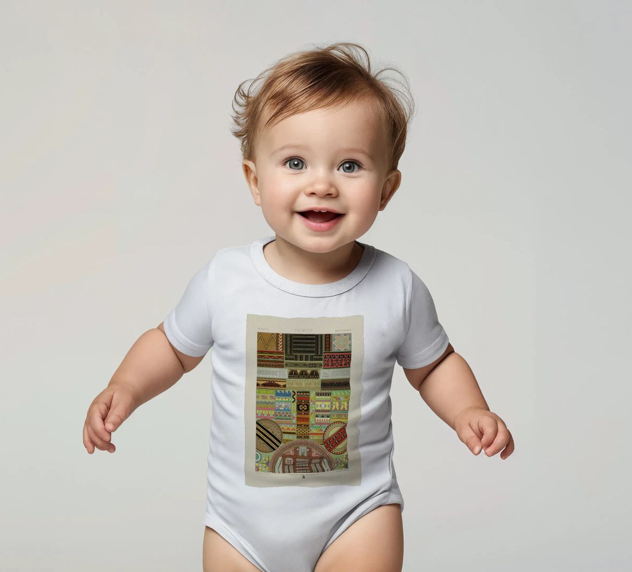 Primitif l'ornement Polychrome - Dufour Durin F. Racinet short-sleeve baby romper by Artokoloro Quint Lox Ltd