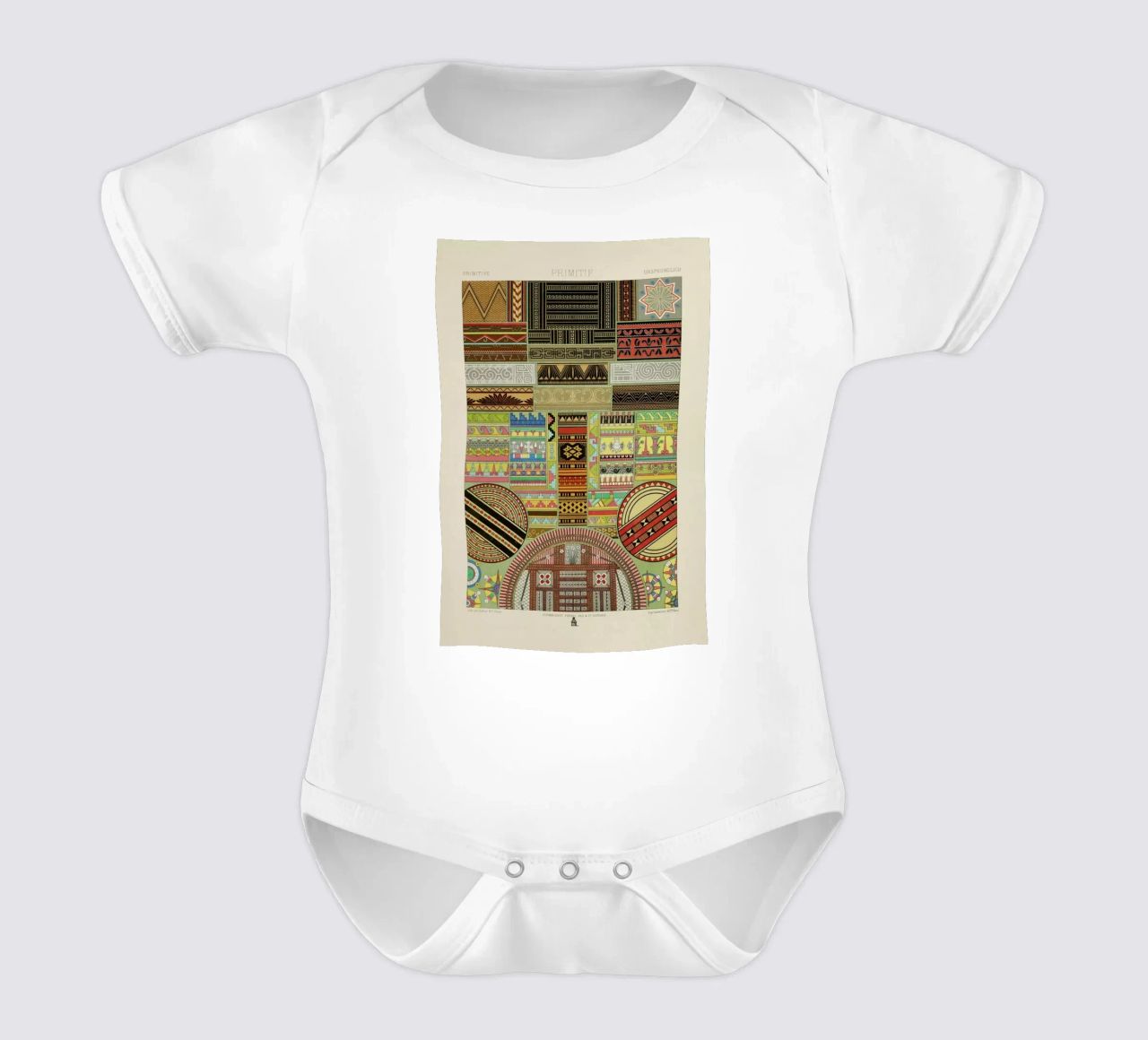 Primitif l'ornement Polychrome - Dufour Durin F. Racinet short-sleeve baby romper by Artokoloro Quint Lox Ltd