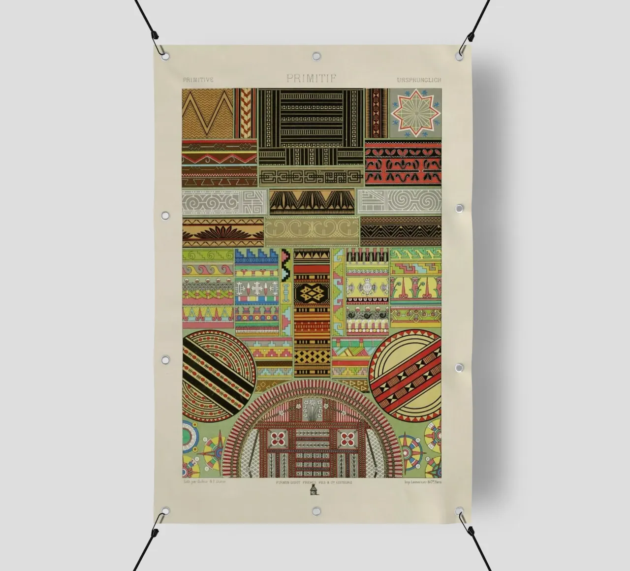 Primitif l'ornement Polychrome - Dufour Durin F. Racinet telo in pvc da Artokoloro Quint Lox Ltd
