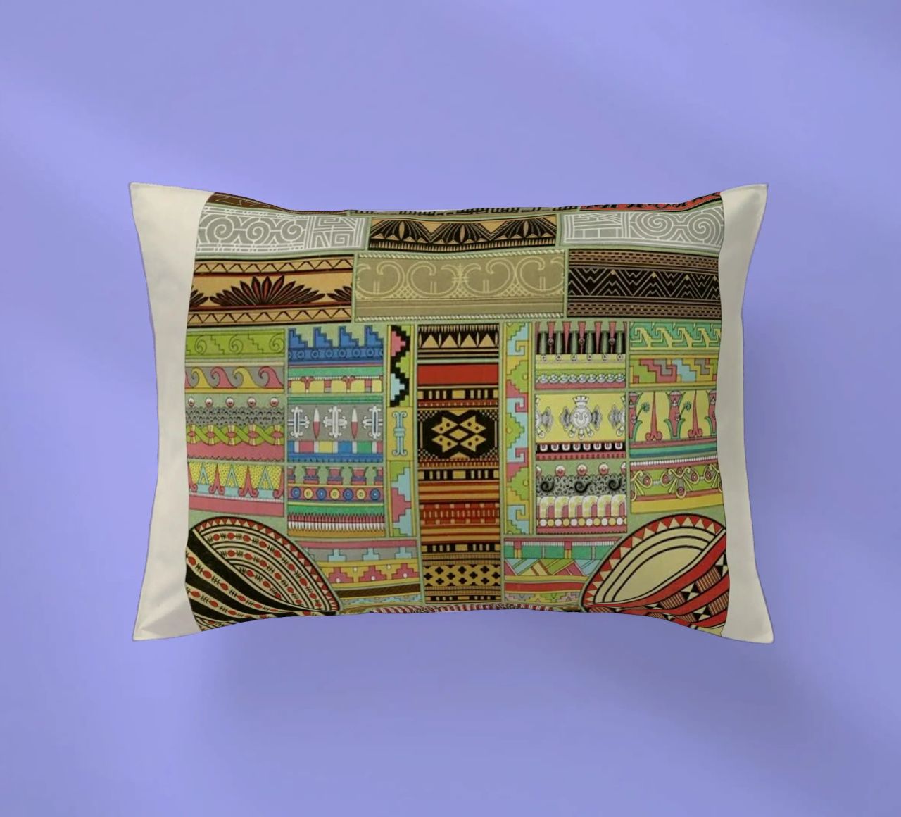 Primitif l'ornement Polychrome - Dufour Durin F. Racinet decorative cushion by Artokoloro Quint Lox Ltd