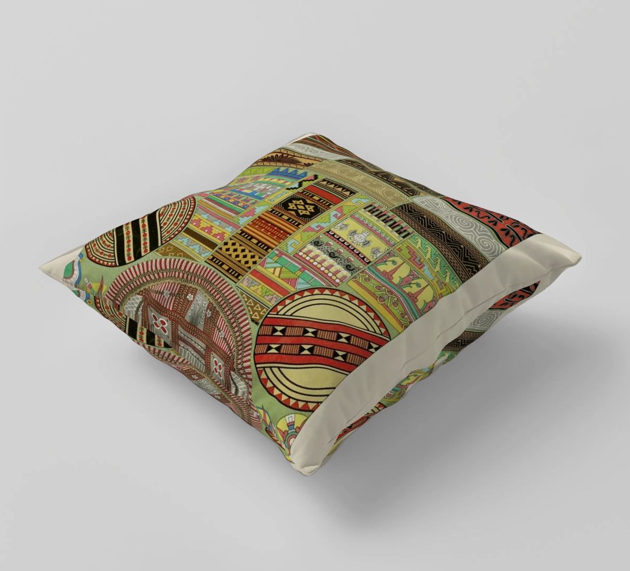 Primitif l'ornement Polychrome - Dufour Durin F. Racinet decorative cushion by Artokoloro Quint Lox Ltd