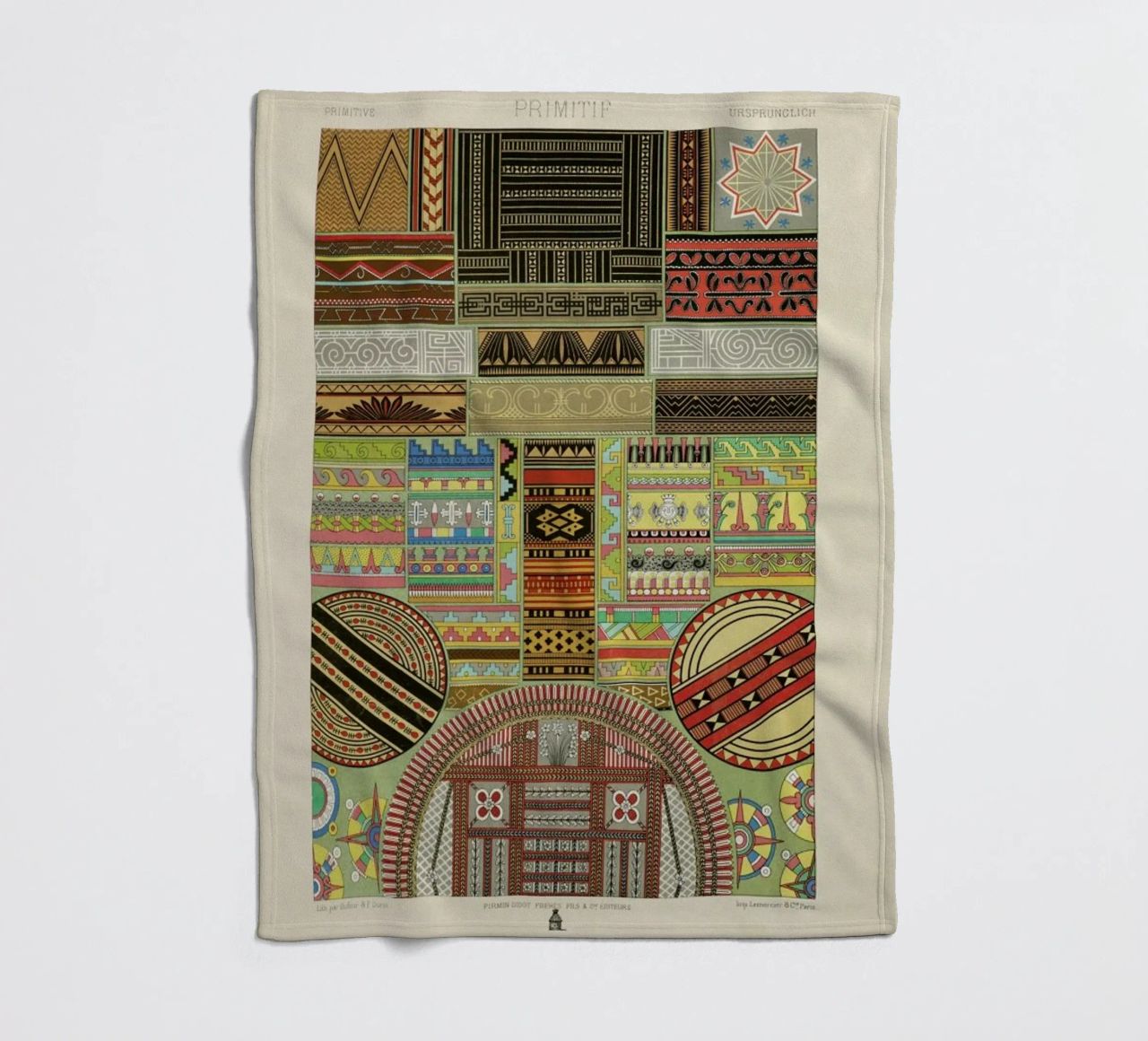 Primitif l'ornement Polychrome - Dufour Durin F. Racinet fleece blanket by Artokoloro Quint Lox Ltd