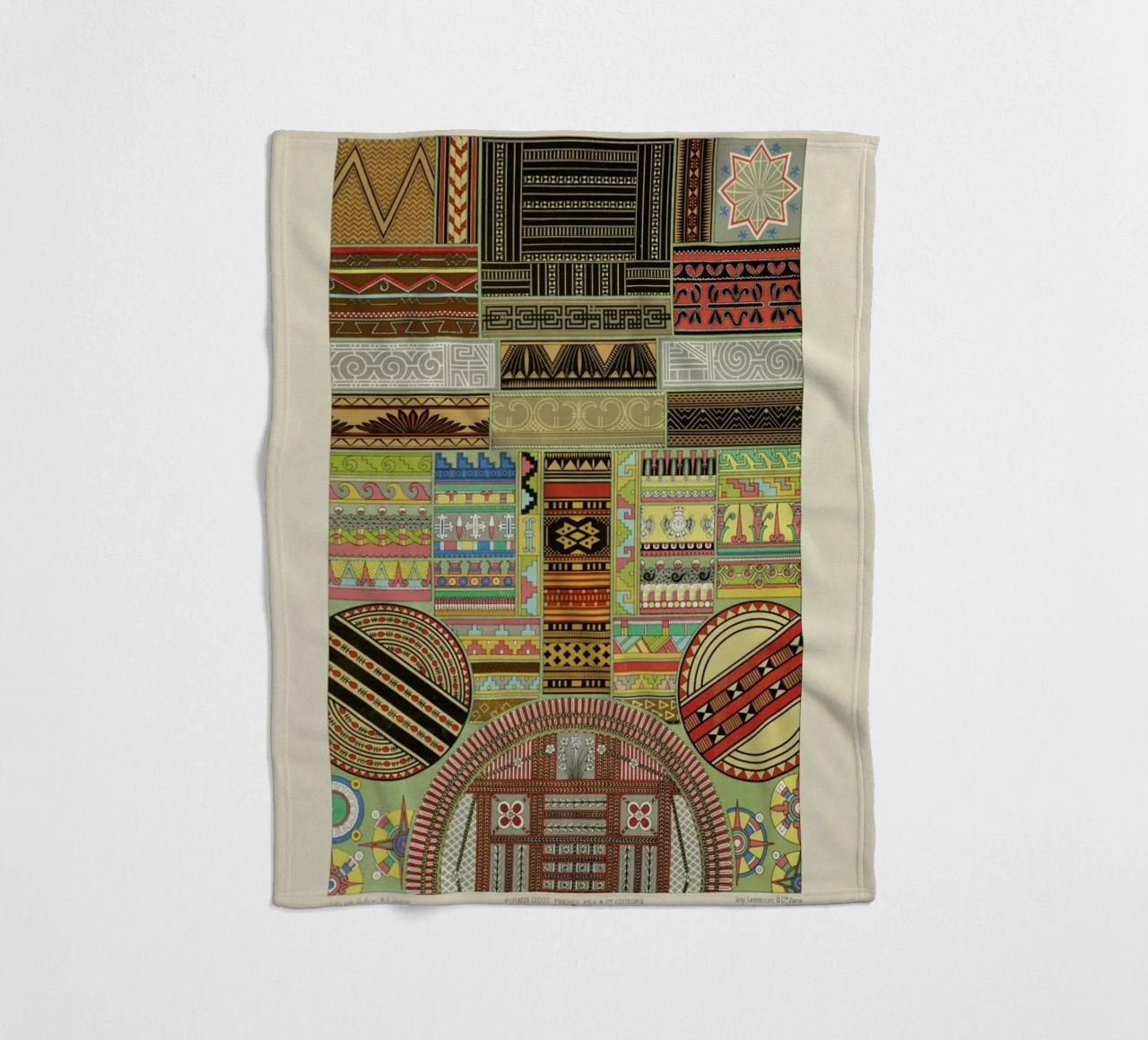 Primitif l'ornement Polychrome - Dufour Durin F. Racinet fleece blanket by Artokoloro Quint Lox Ltd