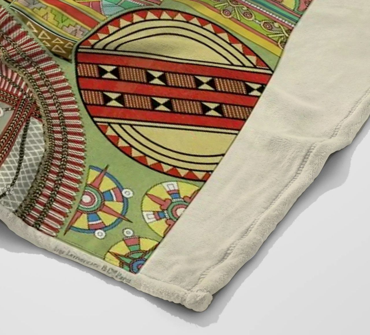 Primitif l'ornement Polychrome - Dufour Durin F. Racinet fleece blanket by Artokoloro Quint Lox Ltd