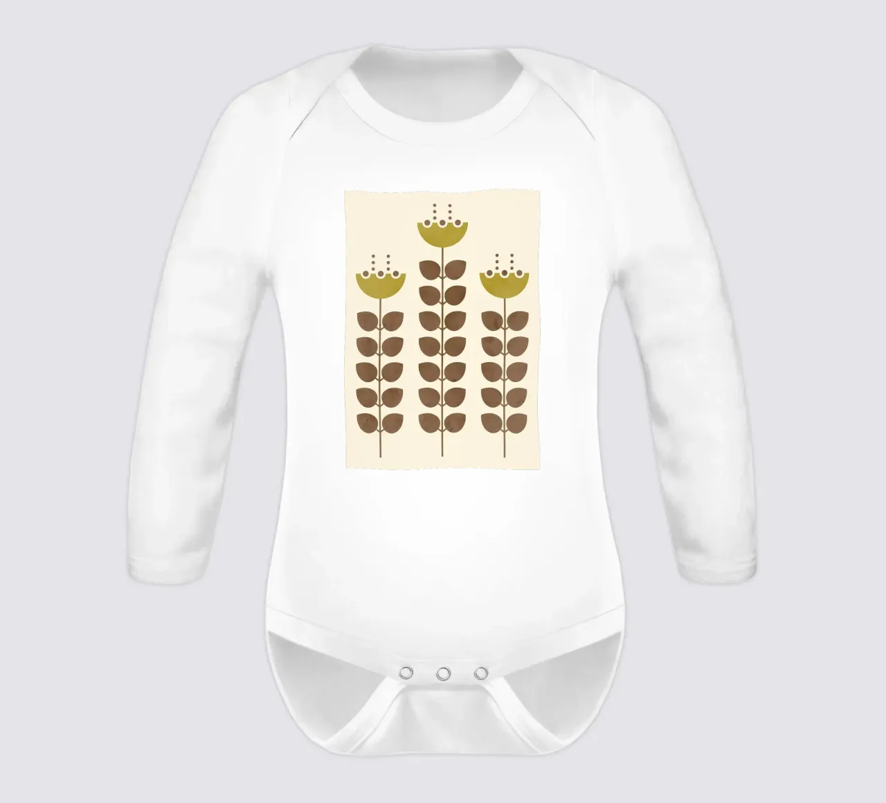 Retro Modern Tri Flower Langarm Babybody von diedrich