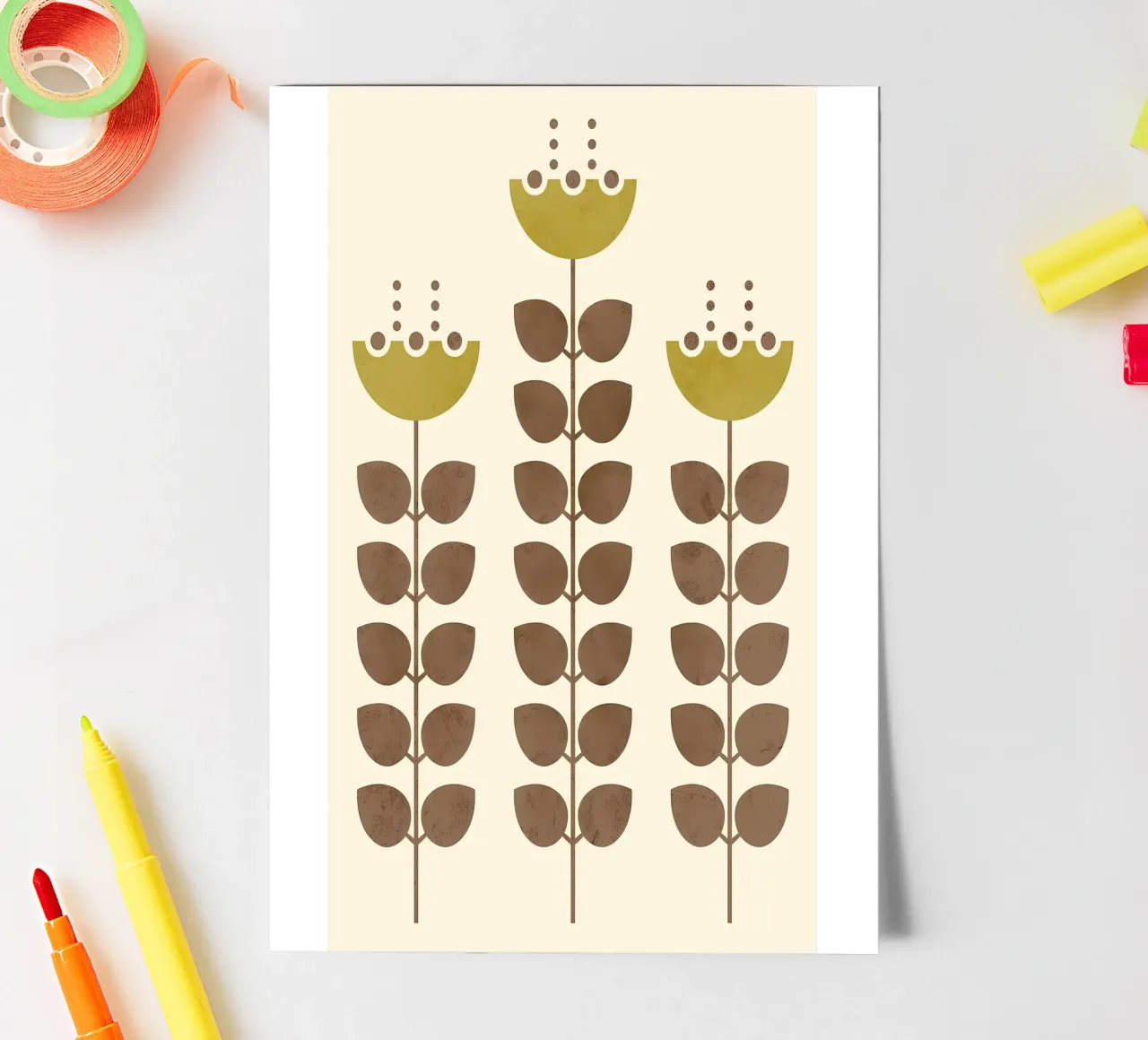 Retro Modern Tri Flower Stickerbogen von diedrich