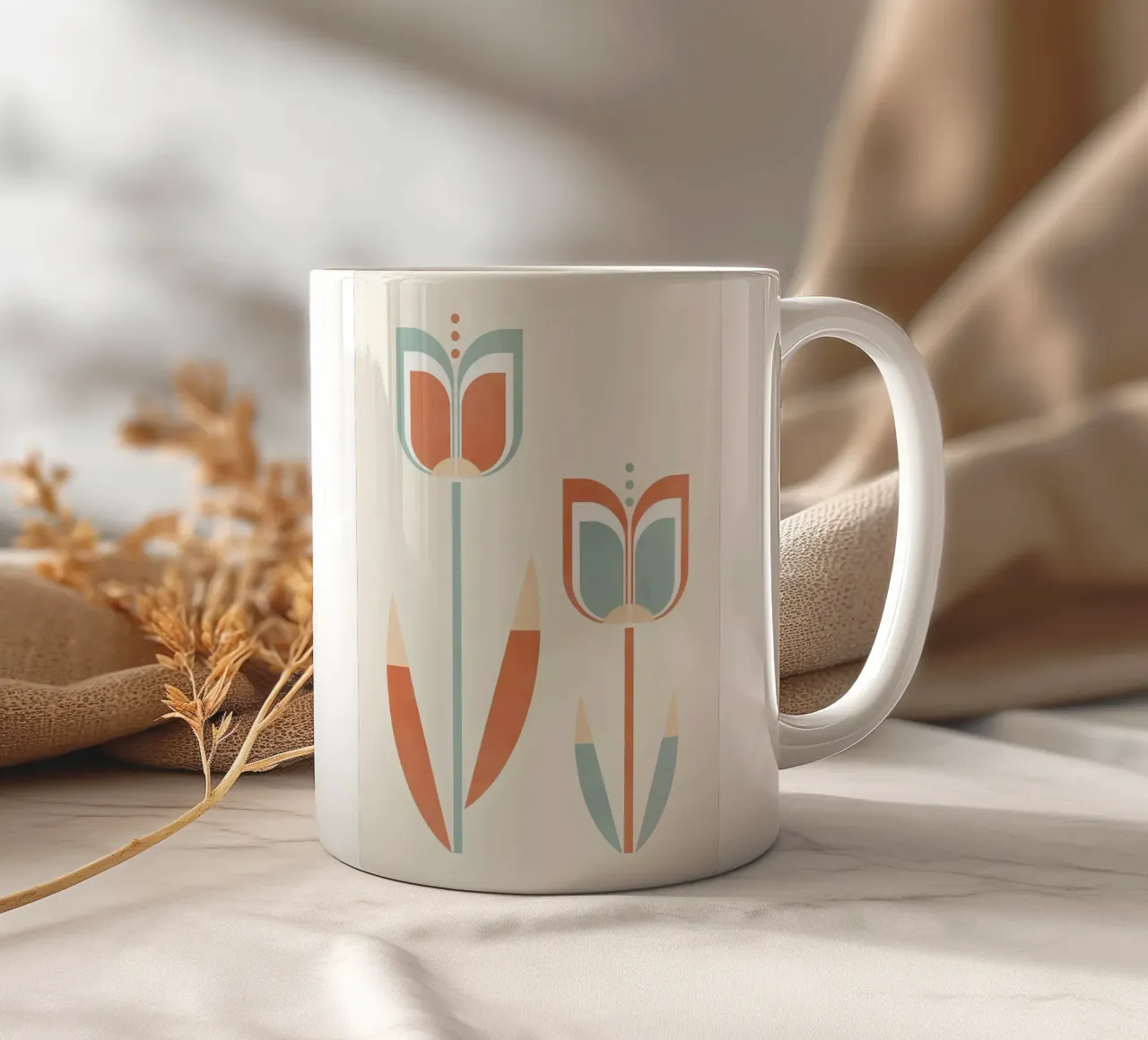 Fiori di tulipano moderni e retrò tazza in ceramica da diedrich
