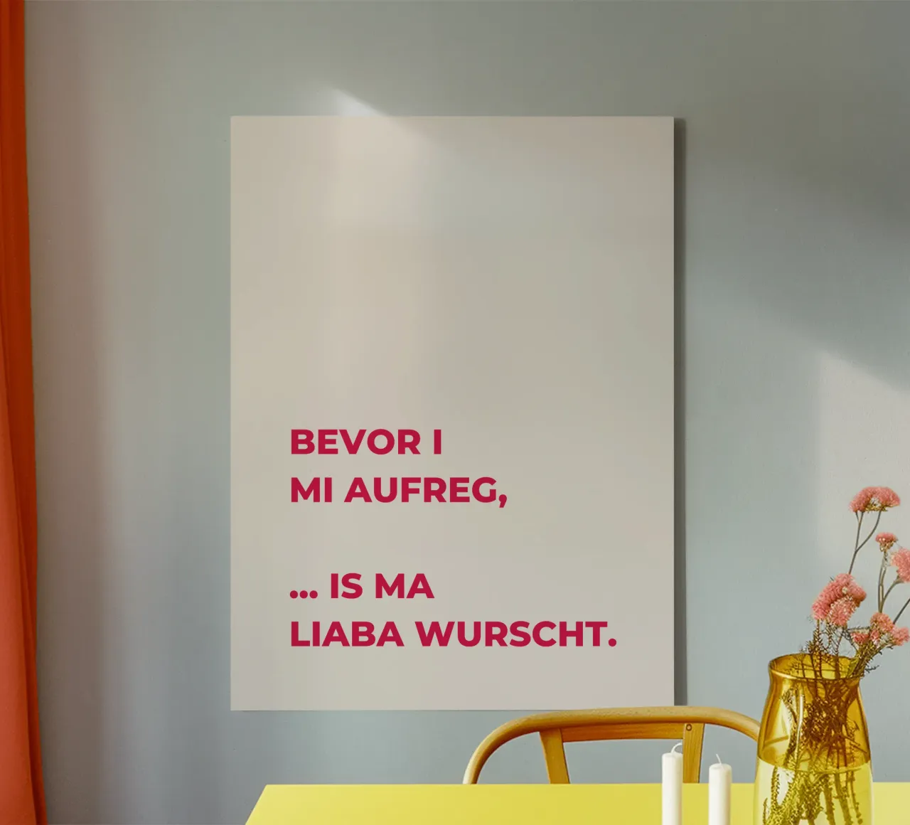 Bevor i mi aufreg canvas with Floater frame by Made in Bavaria
