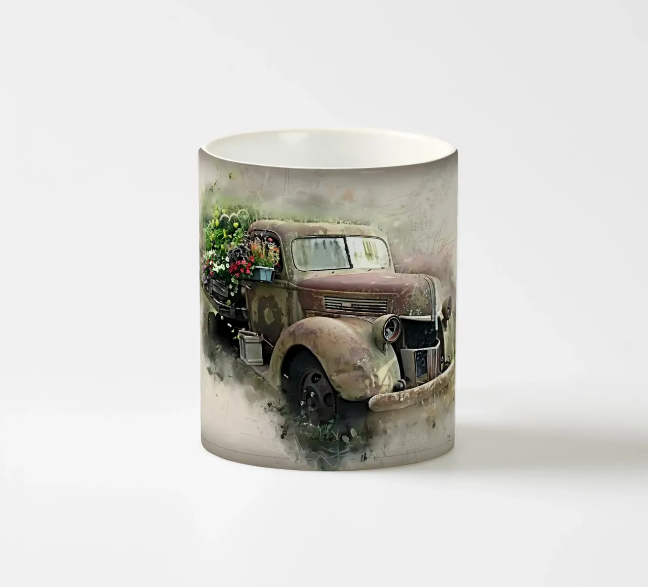 Auto retrò con fiori tazza in ceramica da diedrich