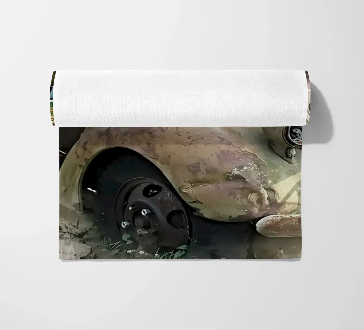 Auto retrò con fiori telo mare da diedrich
