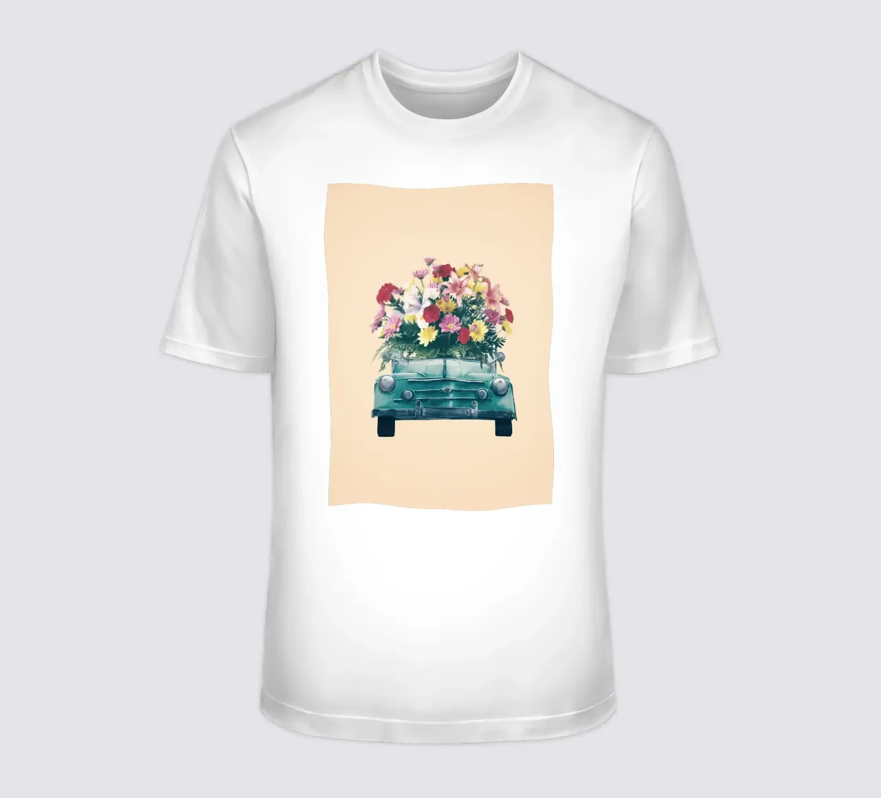 Auto retrò con fiori t-shirt da diedrich