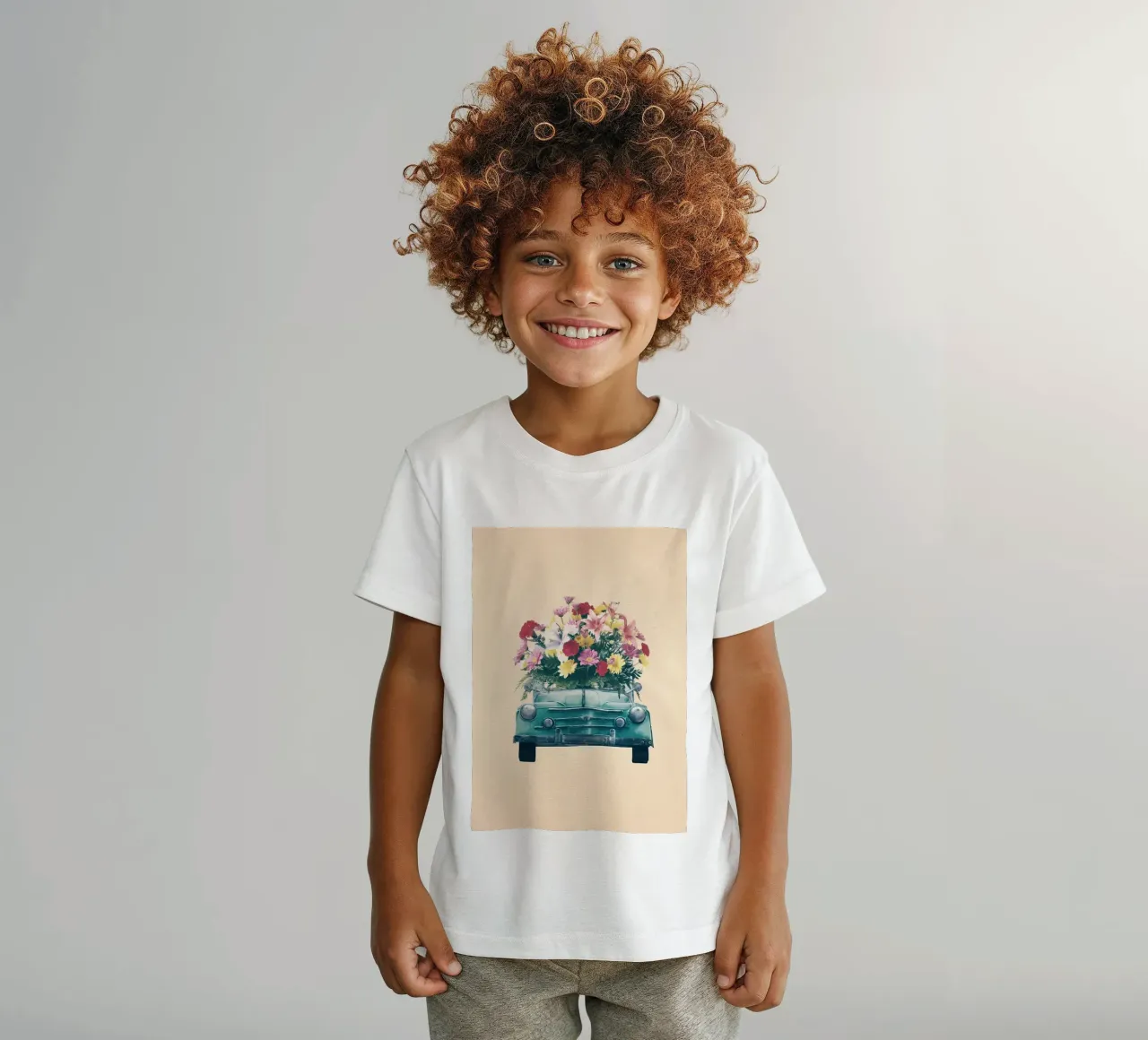 Auto retrò con fiori t-shirt bambini da diedrich