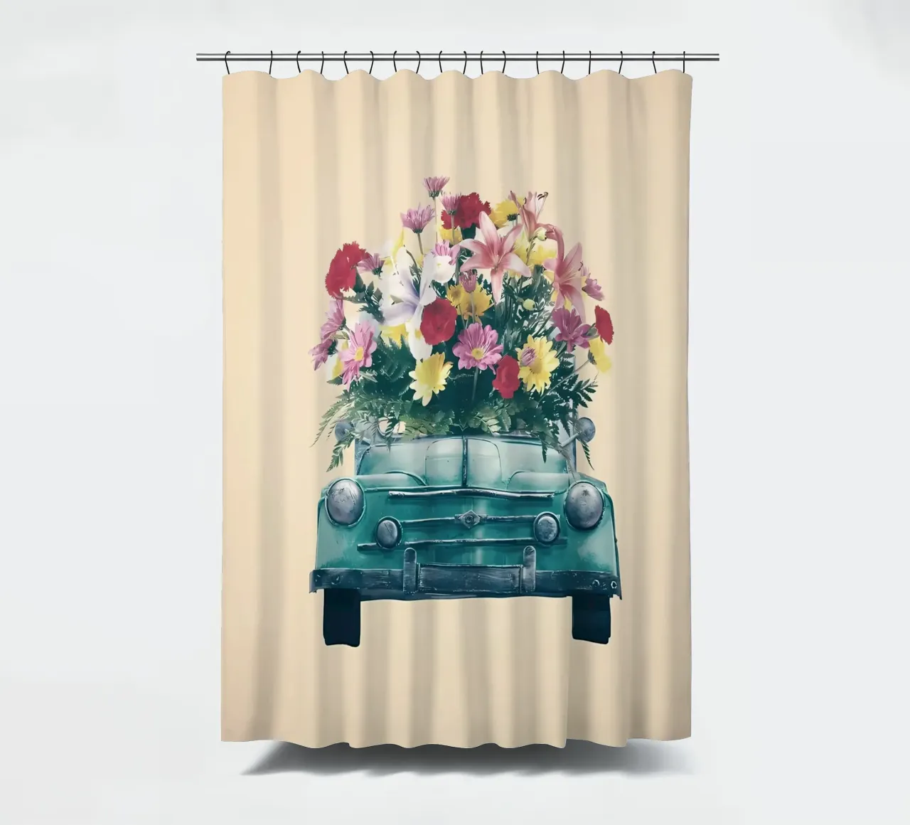 Auto retrò con fiori tenda da doccia da diedrich