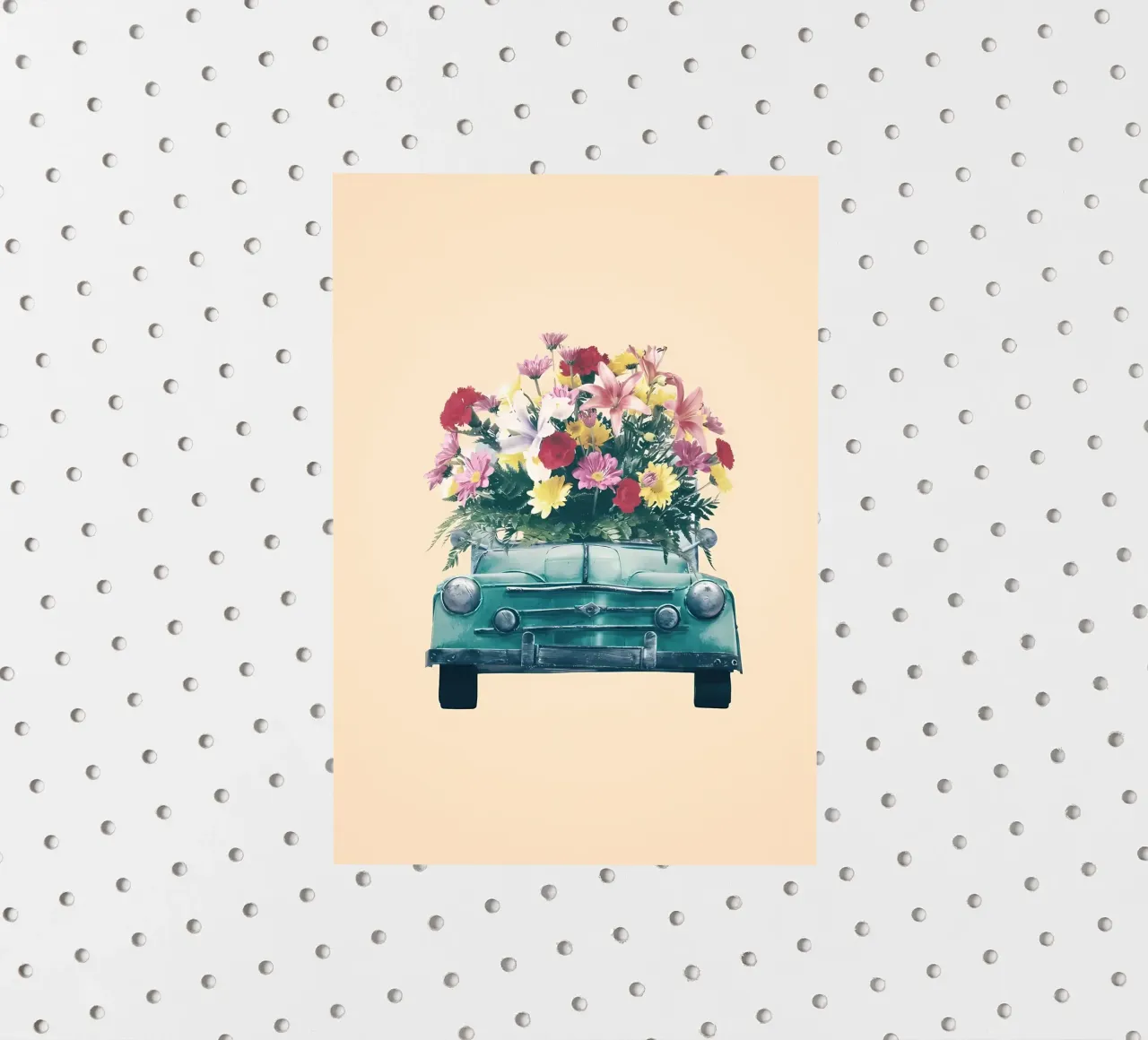 Auto retrò con fiori adesivo da diedrich