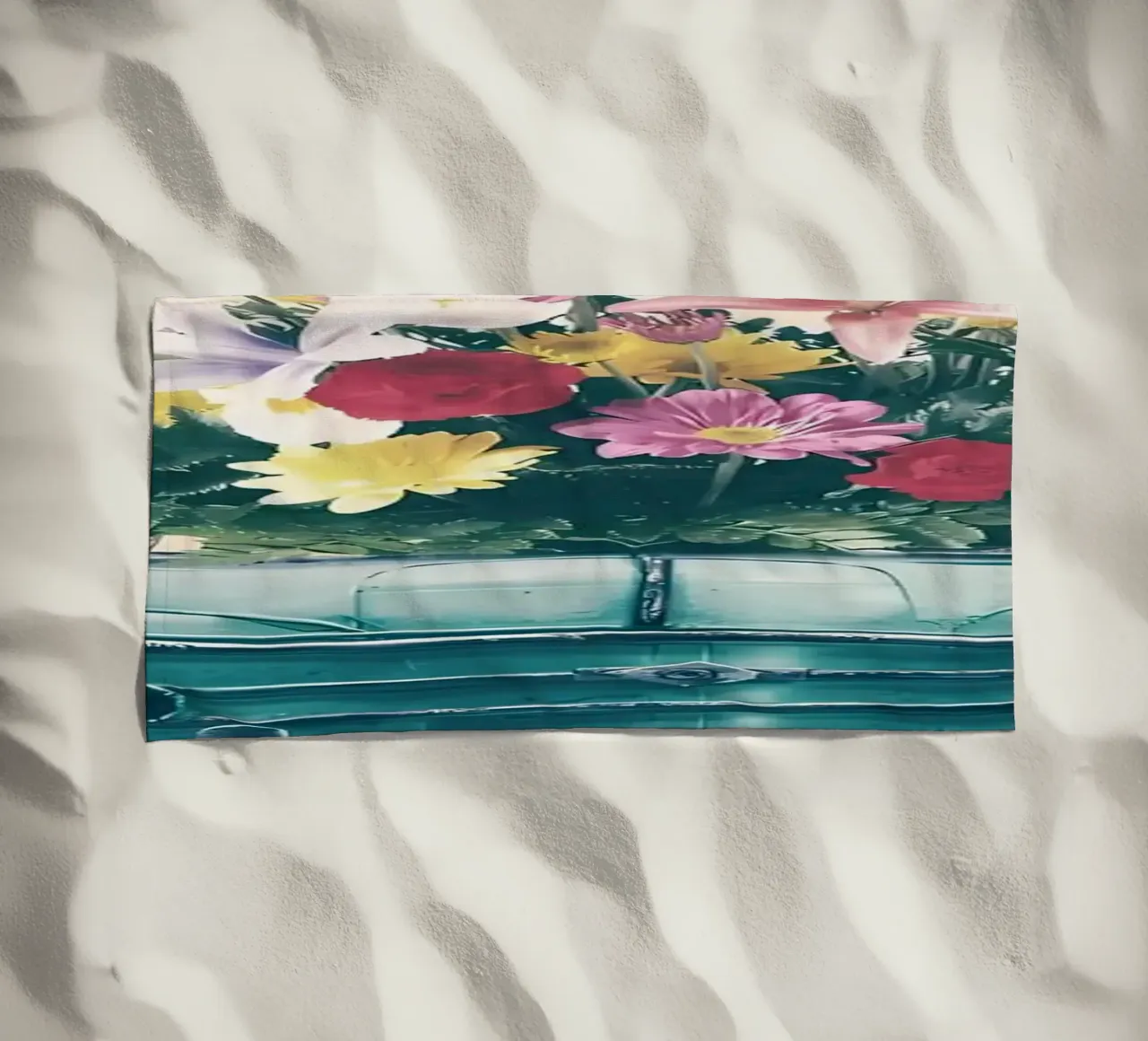 Auto retrò con fiori telo mare da diedrich