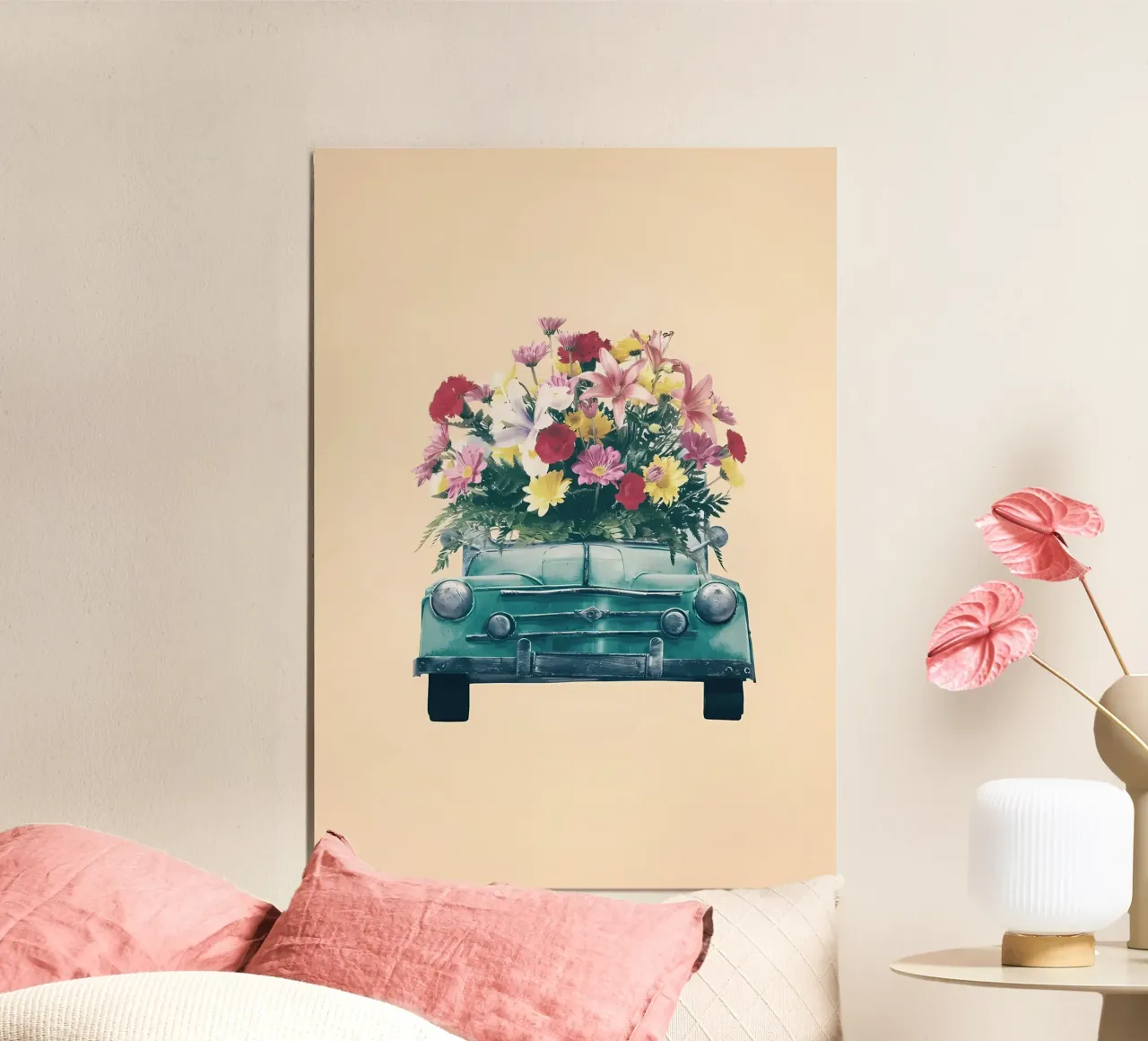Auto retrò con fiori poster da diedrich