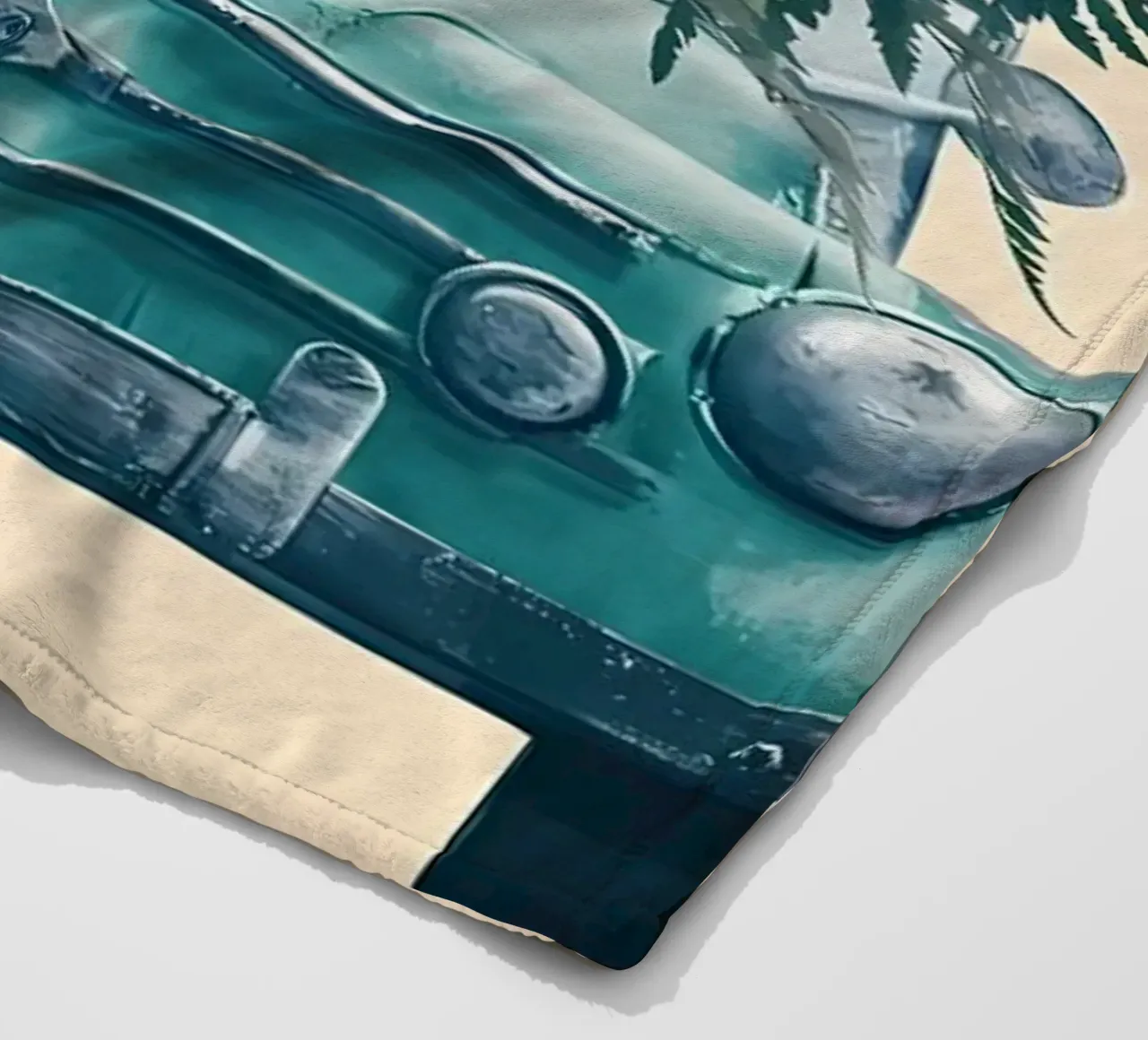 Auto retrò con fiori coperta in pile da diedrich