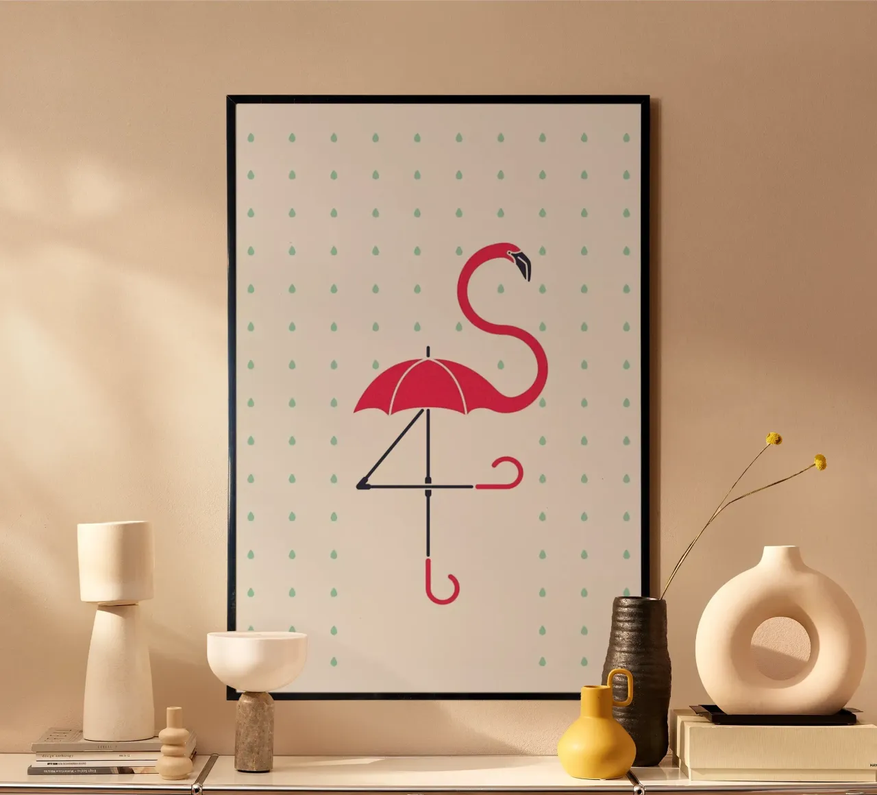 The Pink Umbrella poster con telaio in plastica da Davies Babies