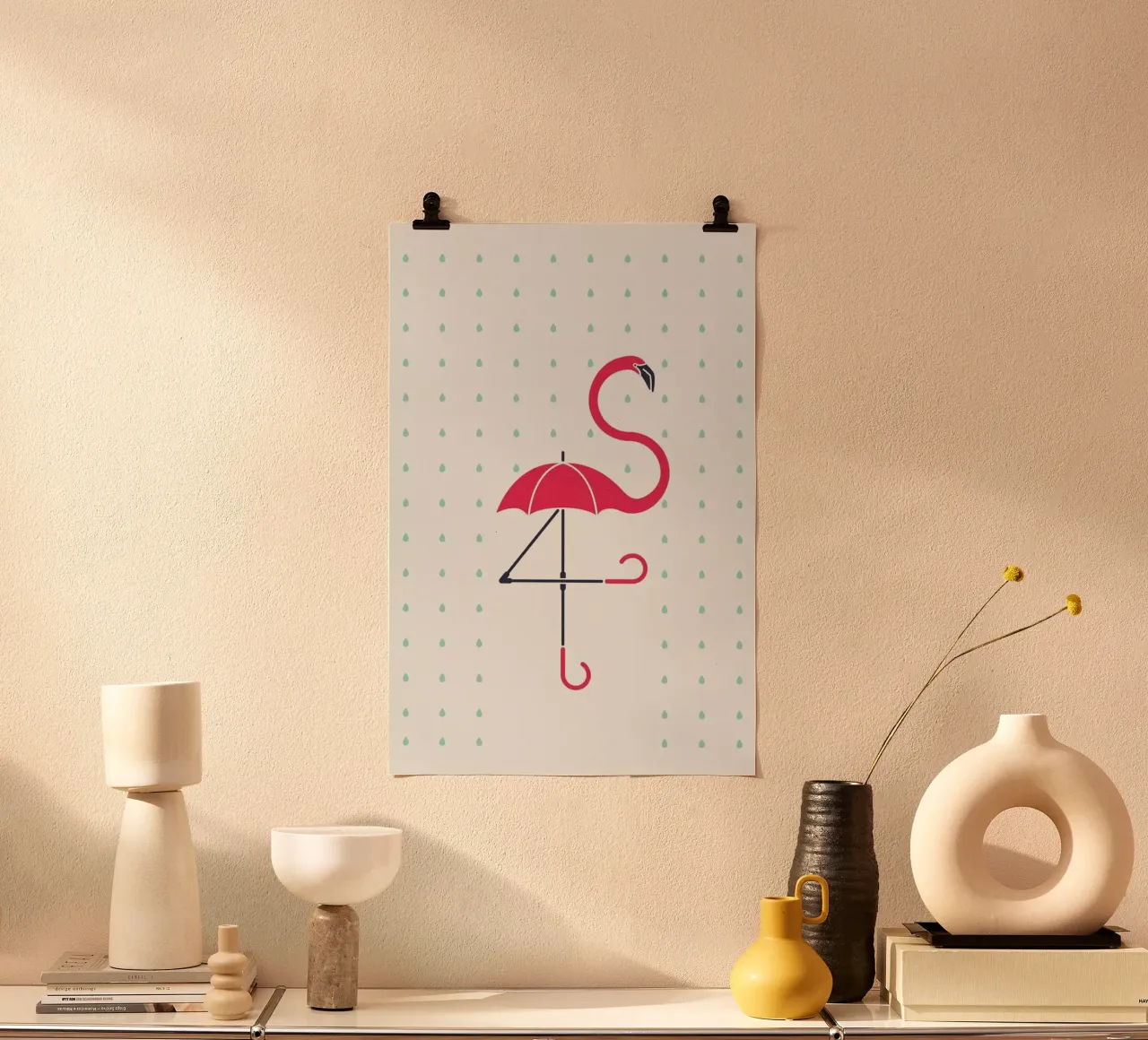 The Pink Umbrella poster con telaio in plastica da Davies Babies